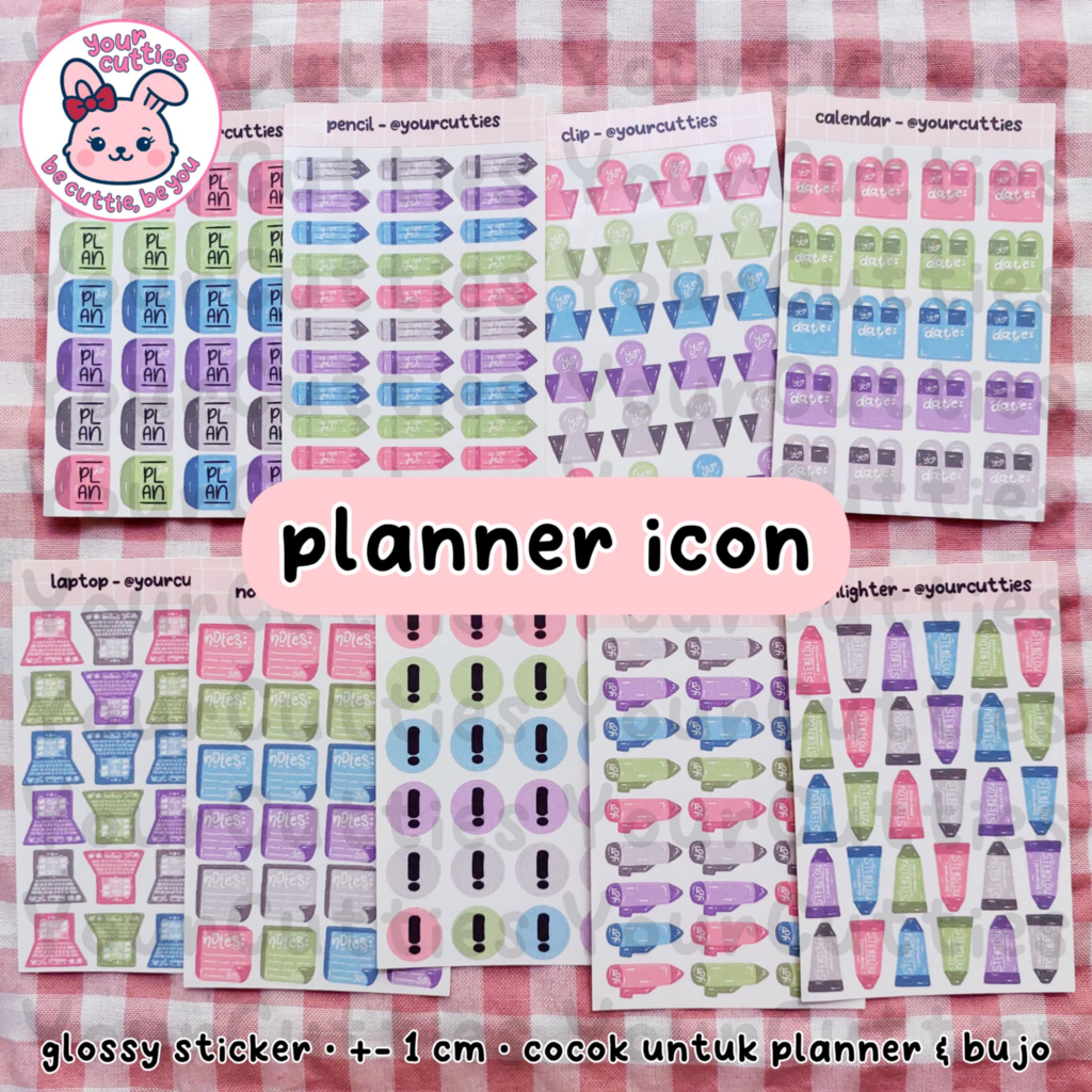 

[SHEET] STICKER PLANNER BUJO ICON BUKU LAPTOP CLIP FUNCTIONAL MINI