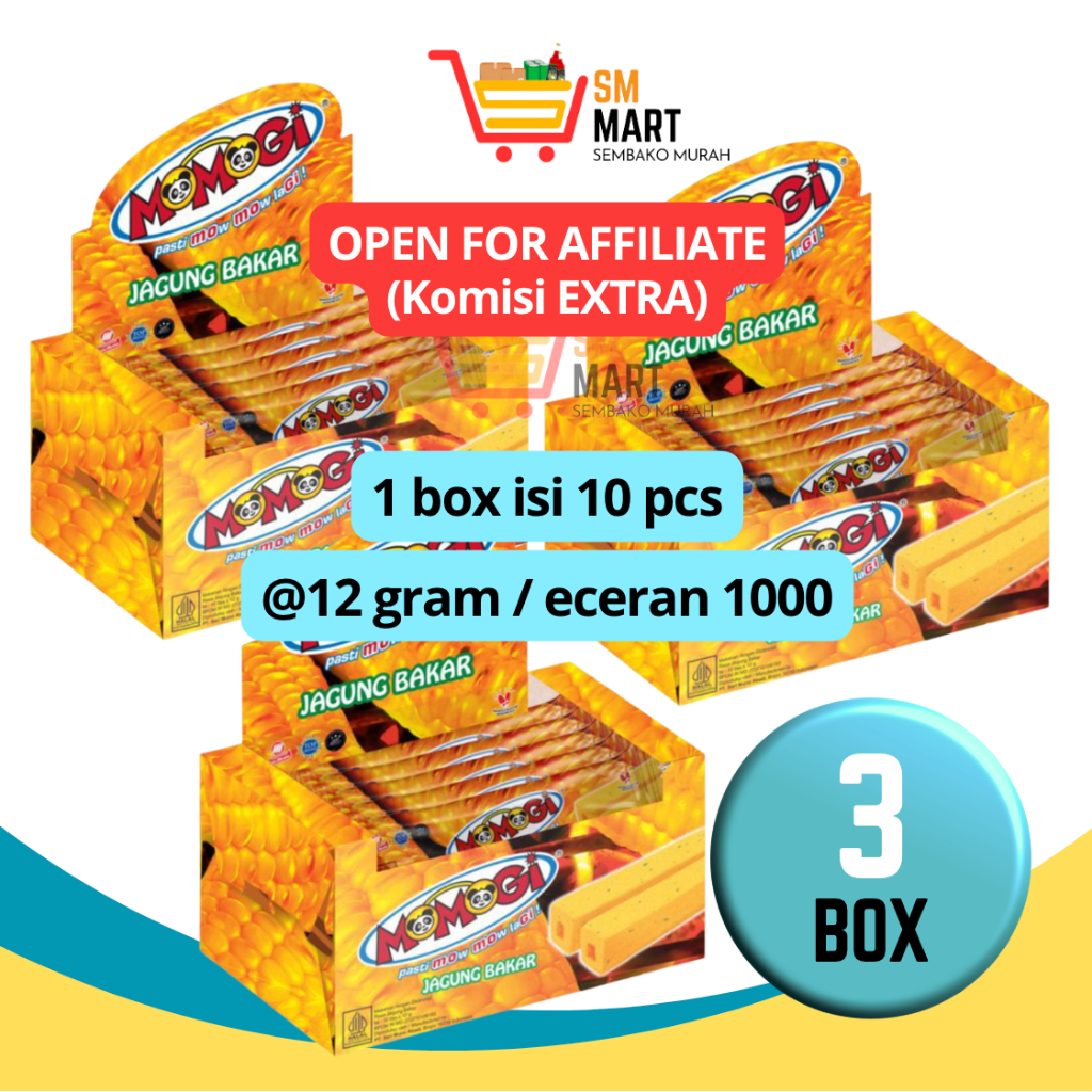 

[PAKET 3 BOX] 1 BOX 10 PCS MOMOGI JAGUNG BAKAR MOMOGI COKLAT MOMOGI KEJU MOMOGI ECER 1000 12 GRAM