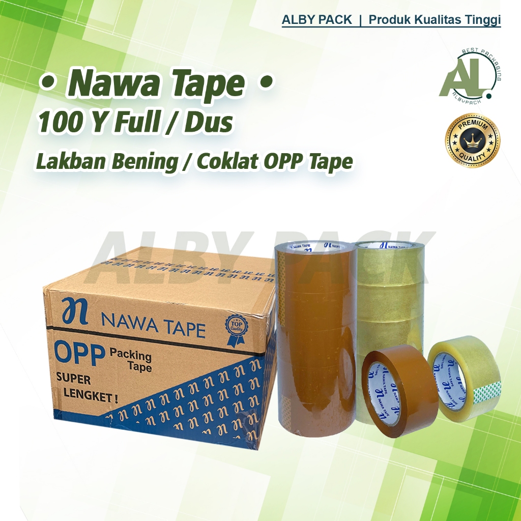 

NEW Lakban bening / Lakban coklat NAWA TAPE 1 Dus Isi 72 Roll Ekonomis RBU