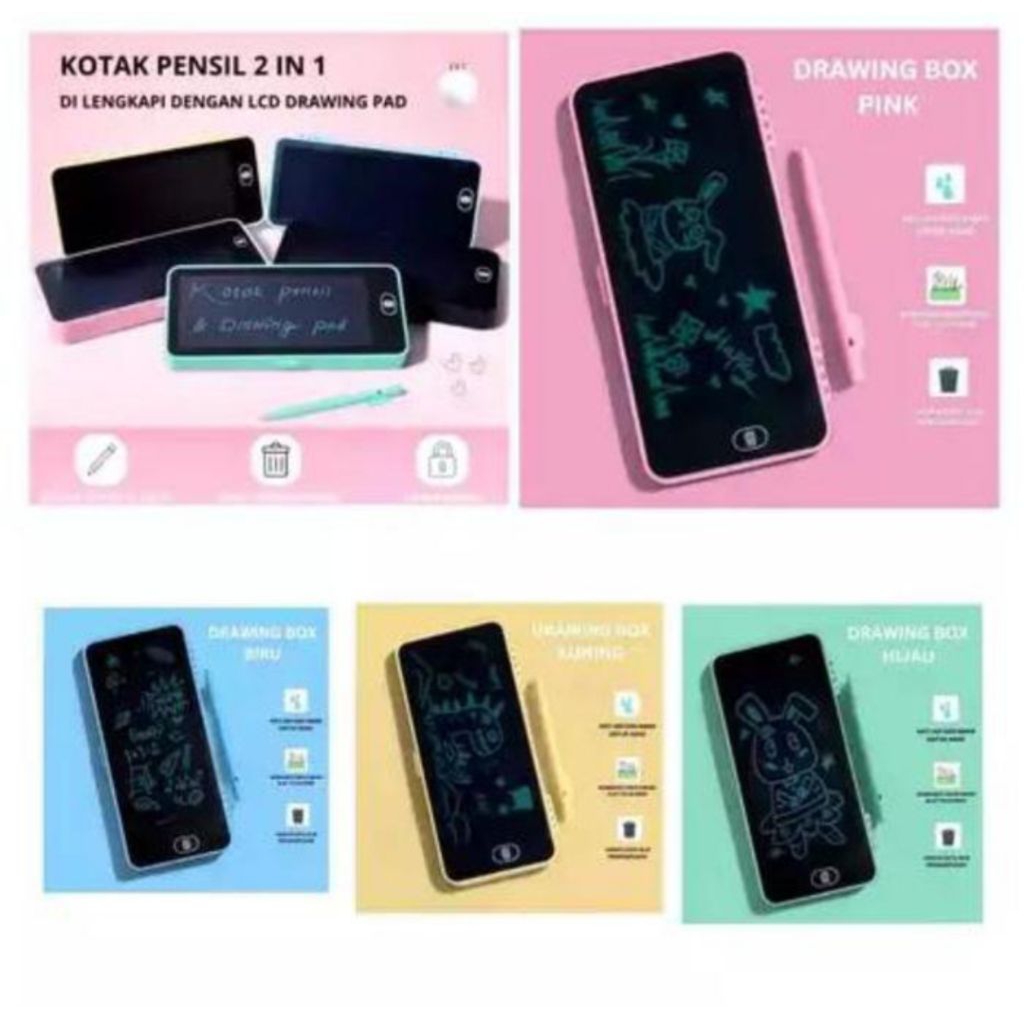 

Kotak Pensil Case LCD Wreting Drawing Box Case Pensil Drawing Pad