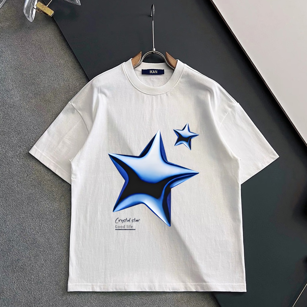 IKAN BINTANG BERUJUNG LIMA 3D Oversize Tshirt Black Katun Premium  Kaos Pria/Wanita 100% cotton comb