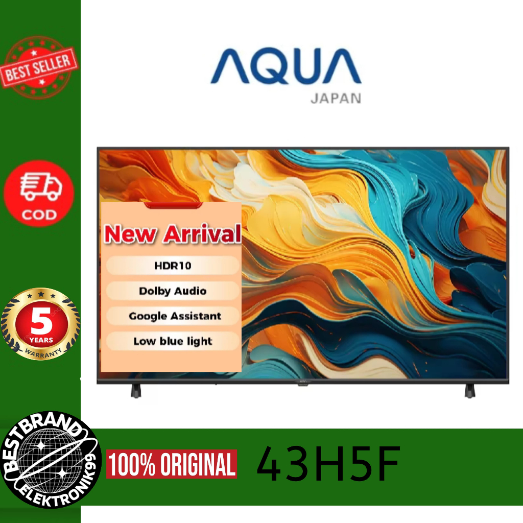 AQUA 43H5F LED 43 INCH GOOGLE TV FHD HDR10 DOLBY AUDIO LOW BLUE LIGHT 43H5F