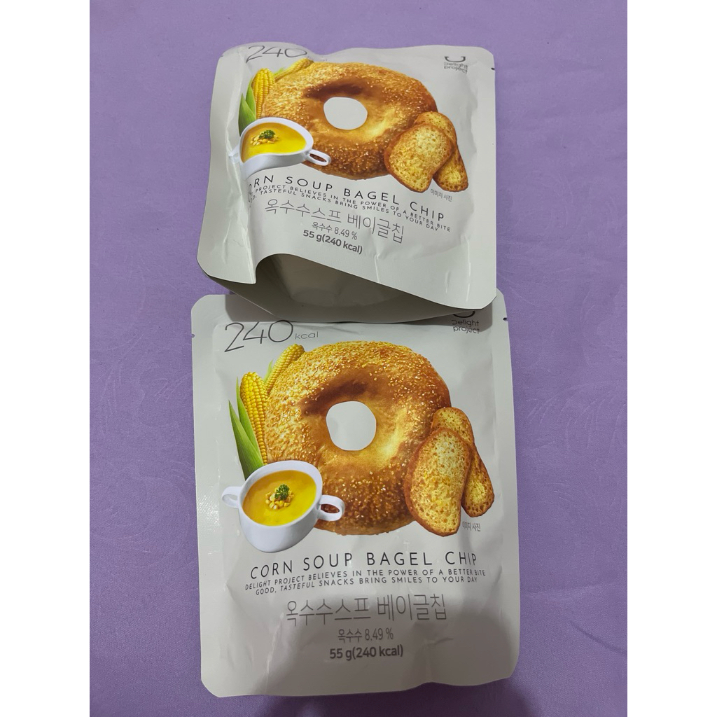 

delight project bagel chips corn soup