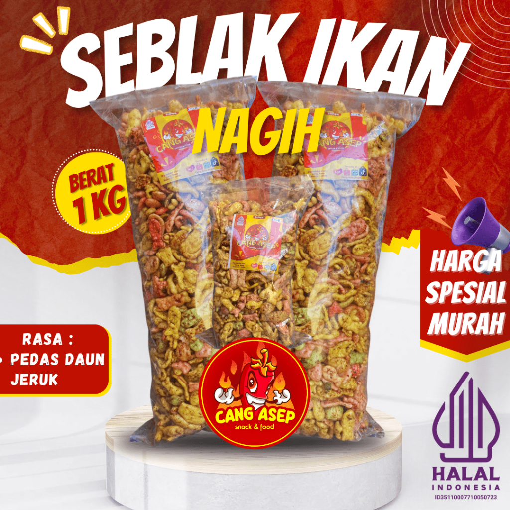 

Lezatoz_Genz Kerupuk Ikan Pedas Daun Jeruk 1Kg - Cang Asep Snack Cemilan
