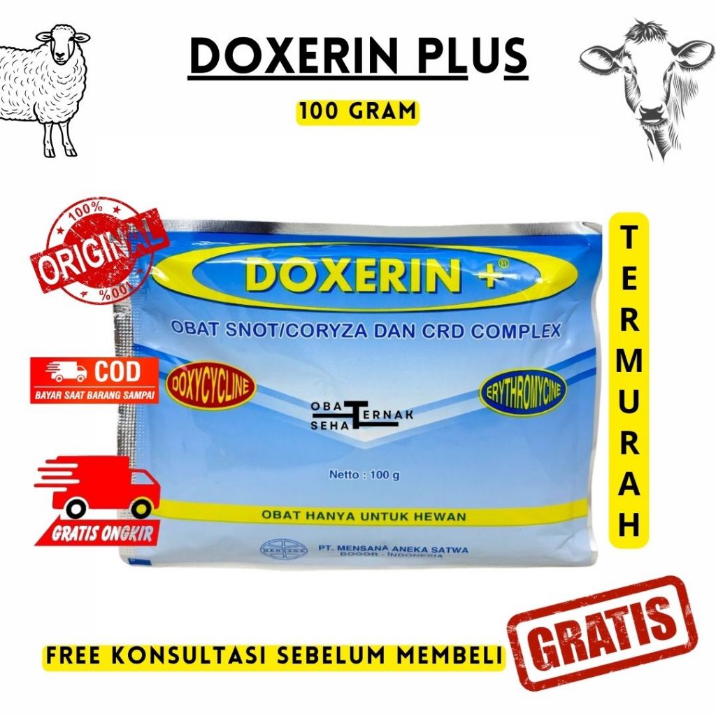 DOXERIN PLUS 100 GRAM - Mensana - Obat Unggas Ayam Snot Coryza CRD Pernafasan Complex