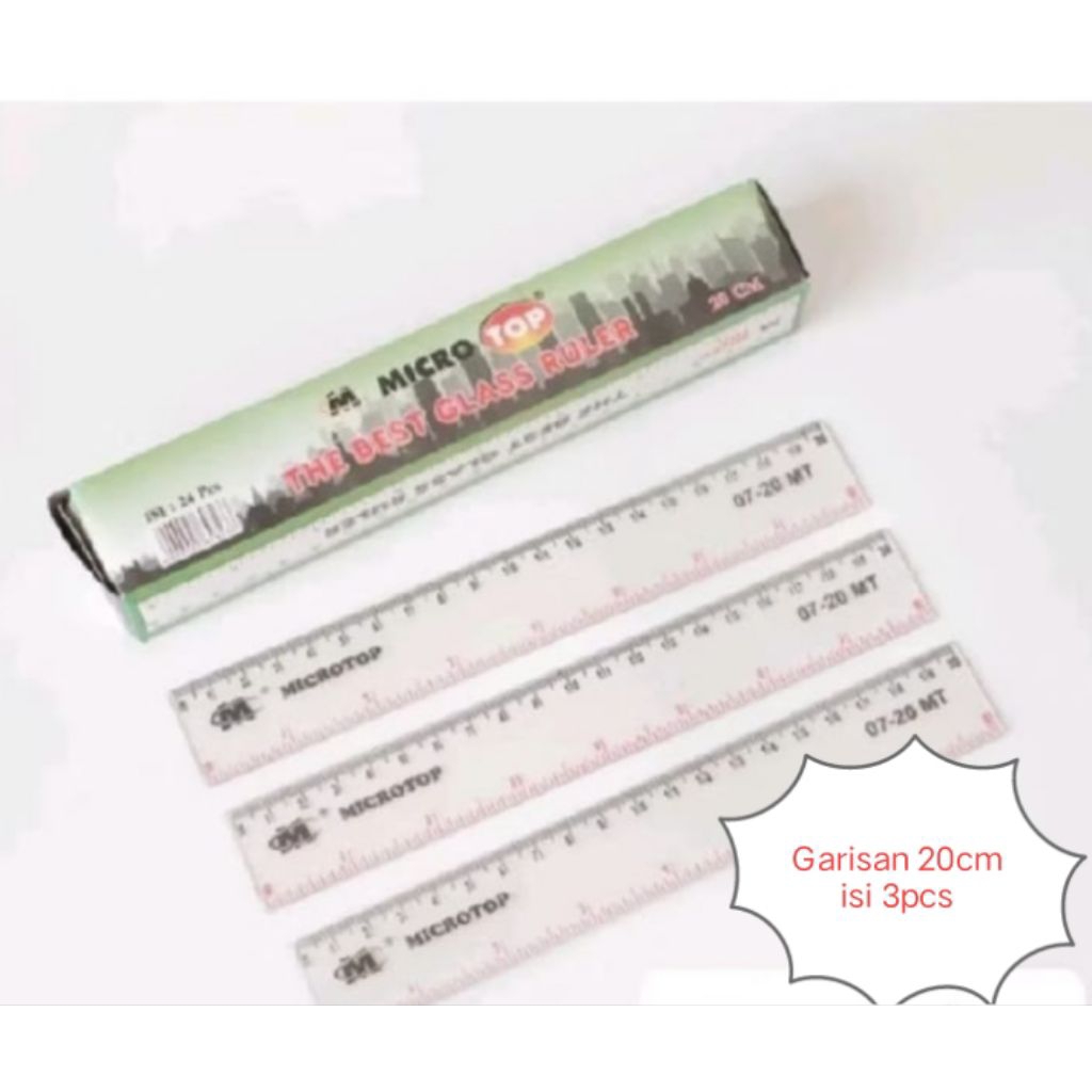 

penggaris plastik 20cm/garisan 20cm bening isi 3pcs micro