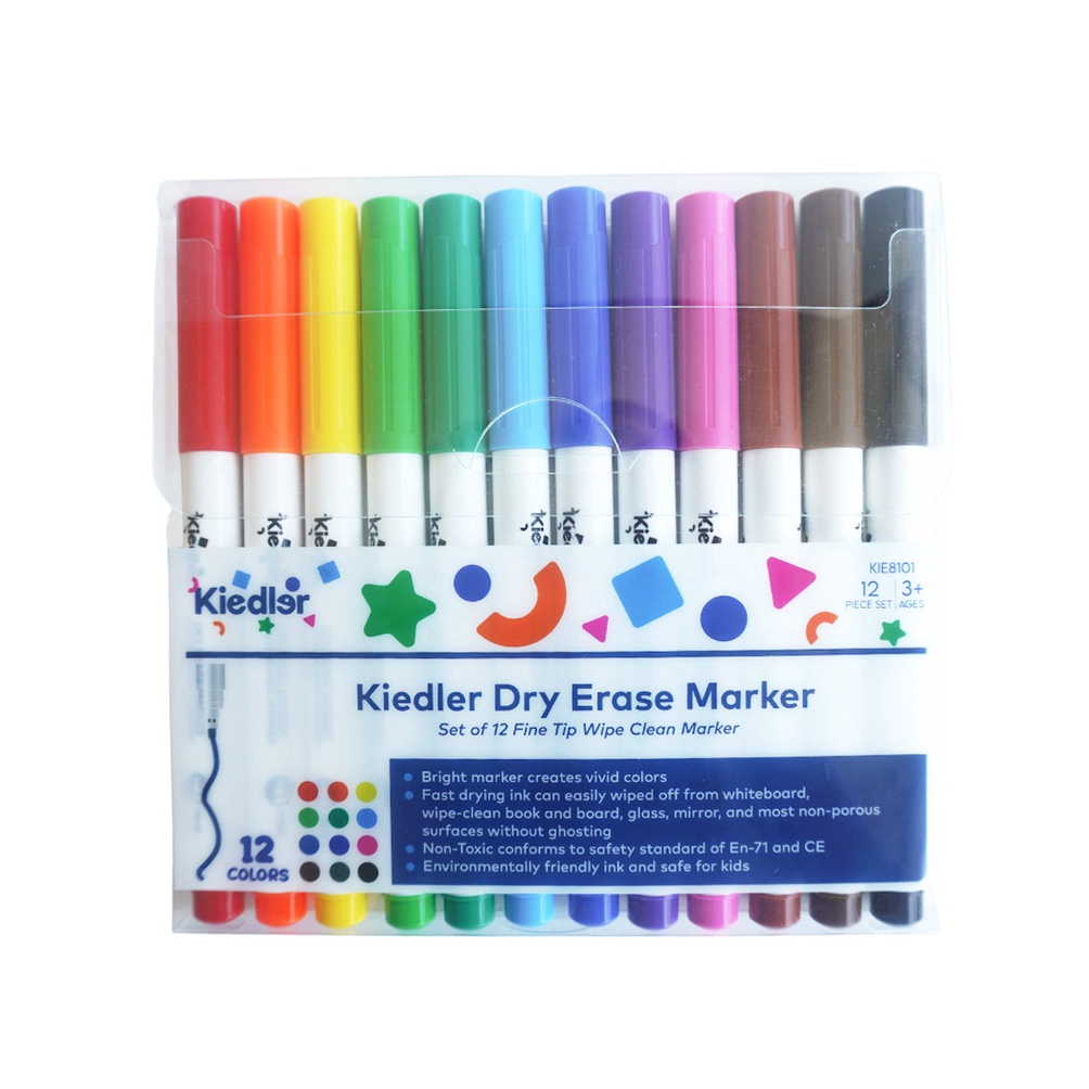 

Kiedler White Board Dry Erase Marker 12pcs Spidol Wipe Clean Spidol Air KODE T7A6