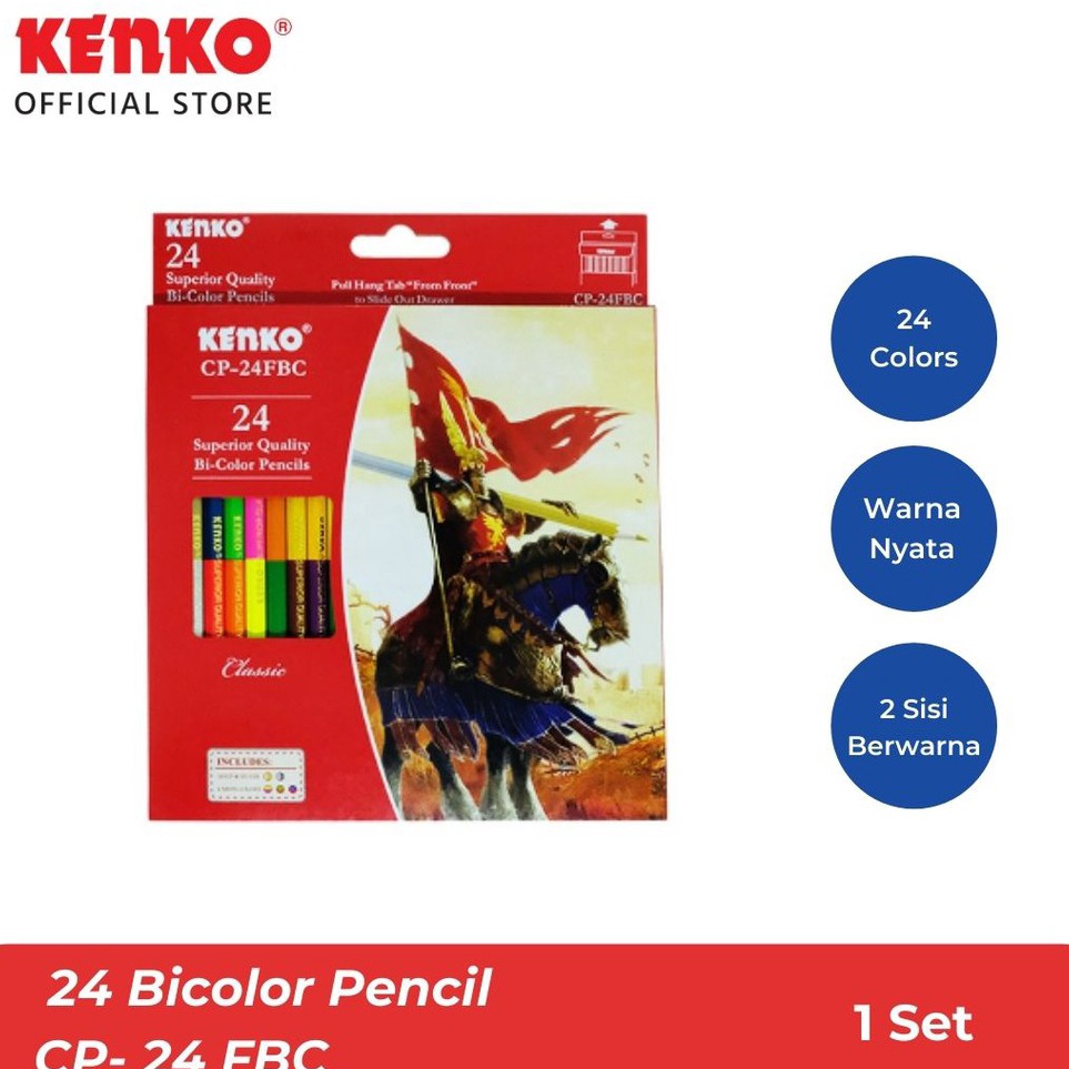 

KODE T12A KENKO 24 BICOLOR PENCIL Pensil Warna Dua Sisi CP24 FBC