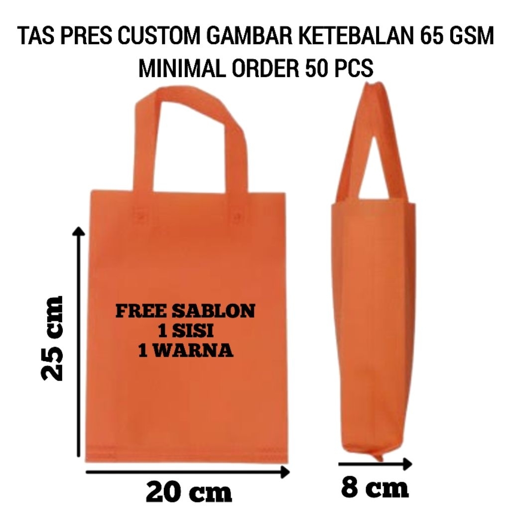

tas sablon custom ukuran mini 20×25×8 ketebalan 65 gsm