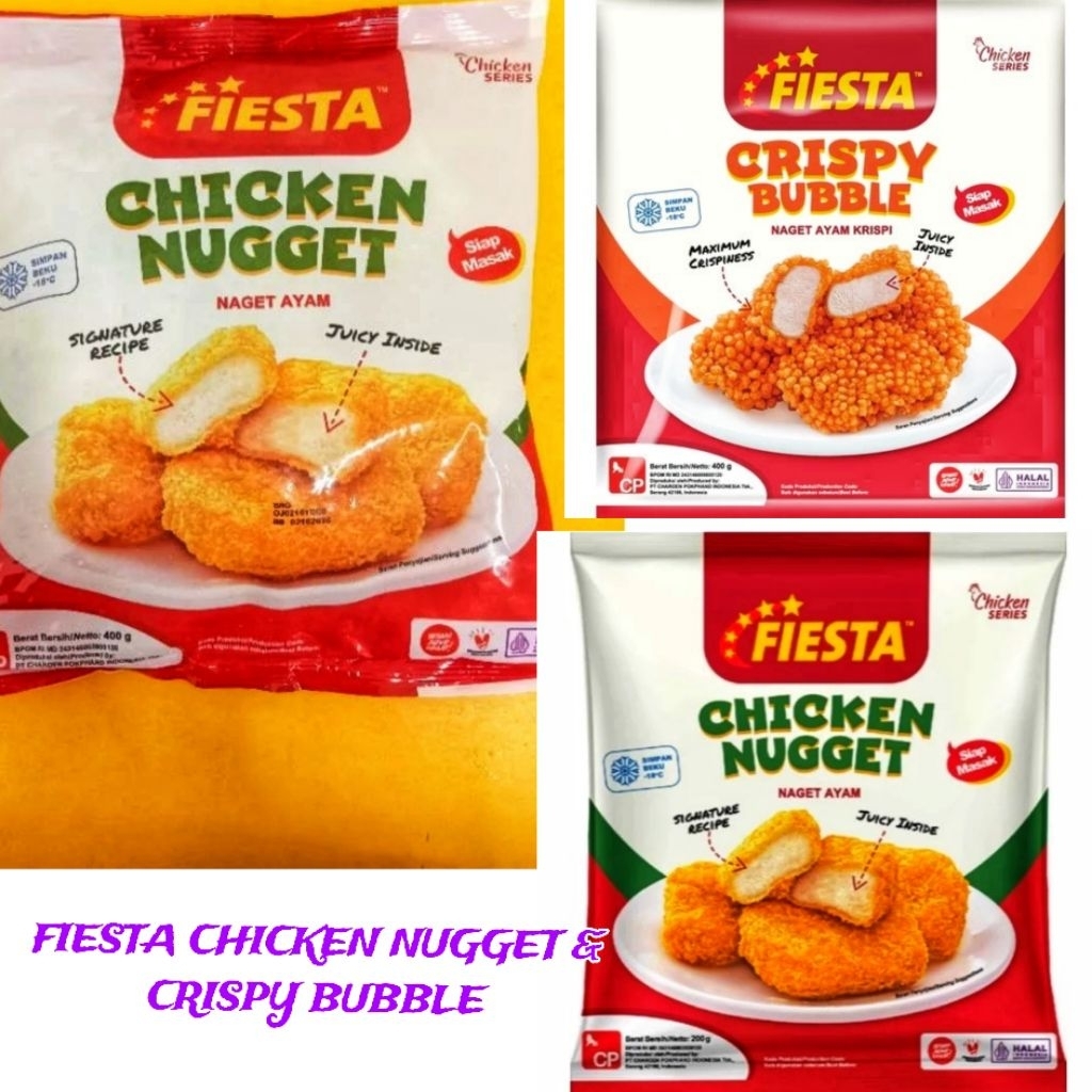 

Kode E. Fiesta Chicken Nugget 200/400gr Fiesta Crispy Bubble