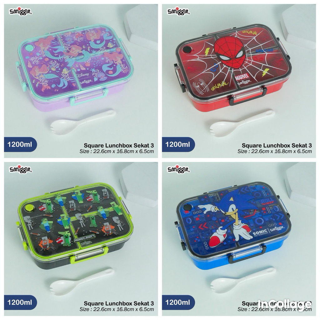 Lunchbox smiggle 3sekat/kotak makan smiggle