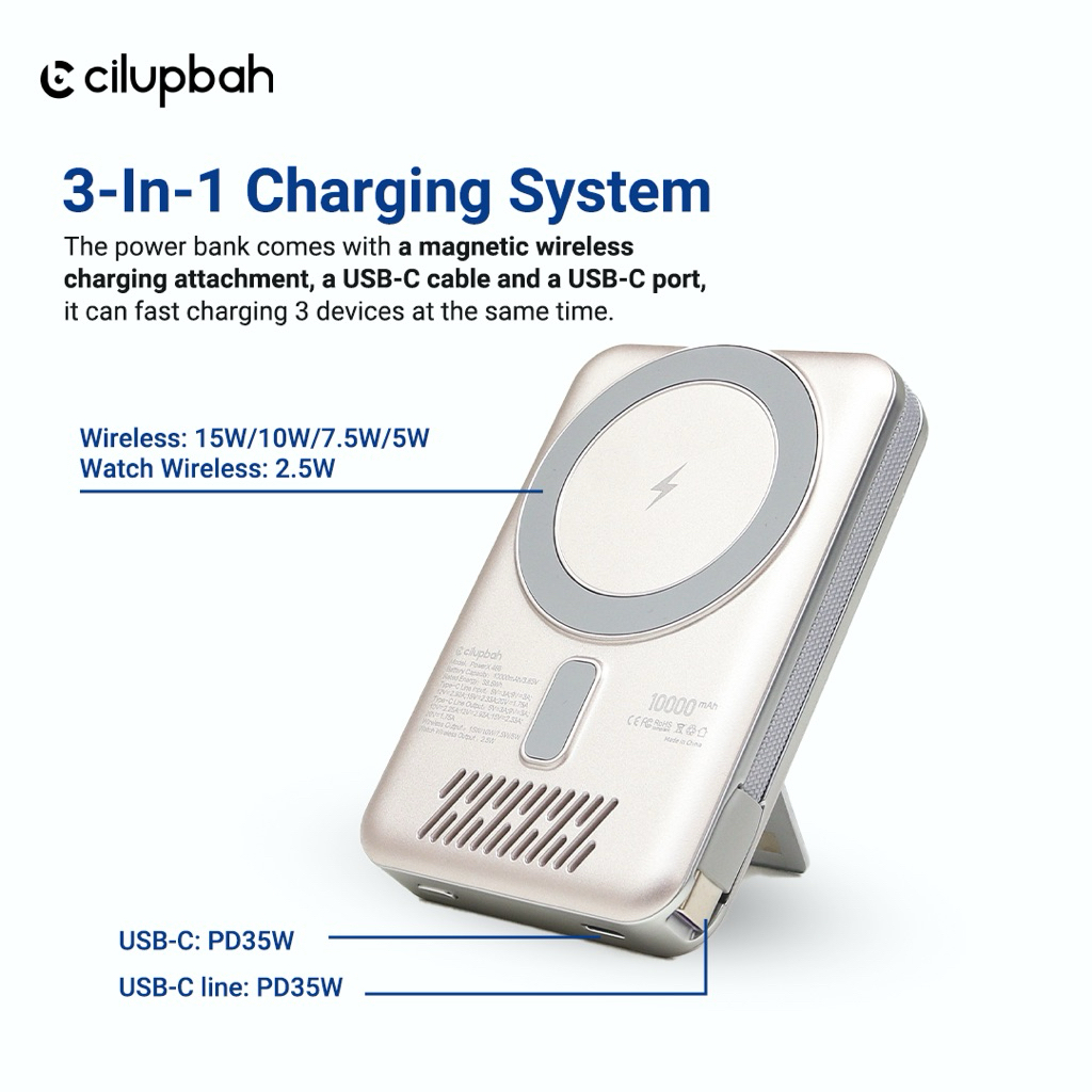 CILUPBAH PowerX 35W 10.000mAh – PD Magnetic Wireless Powerbank