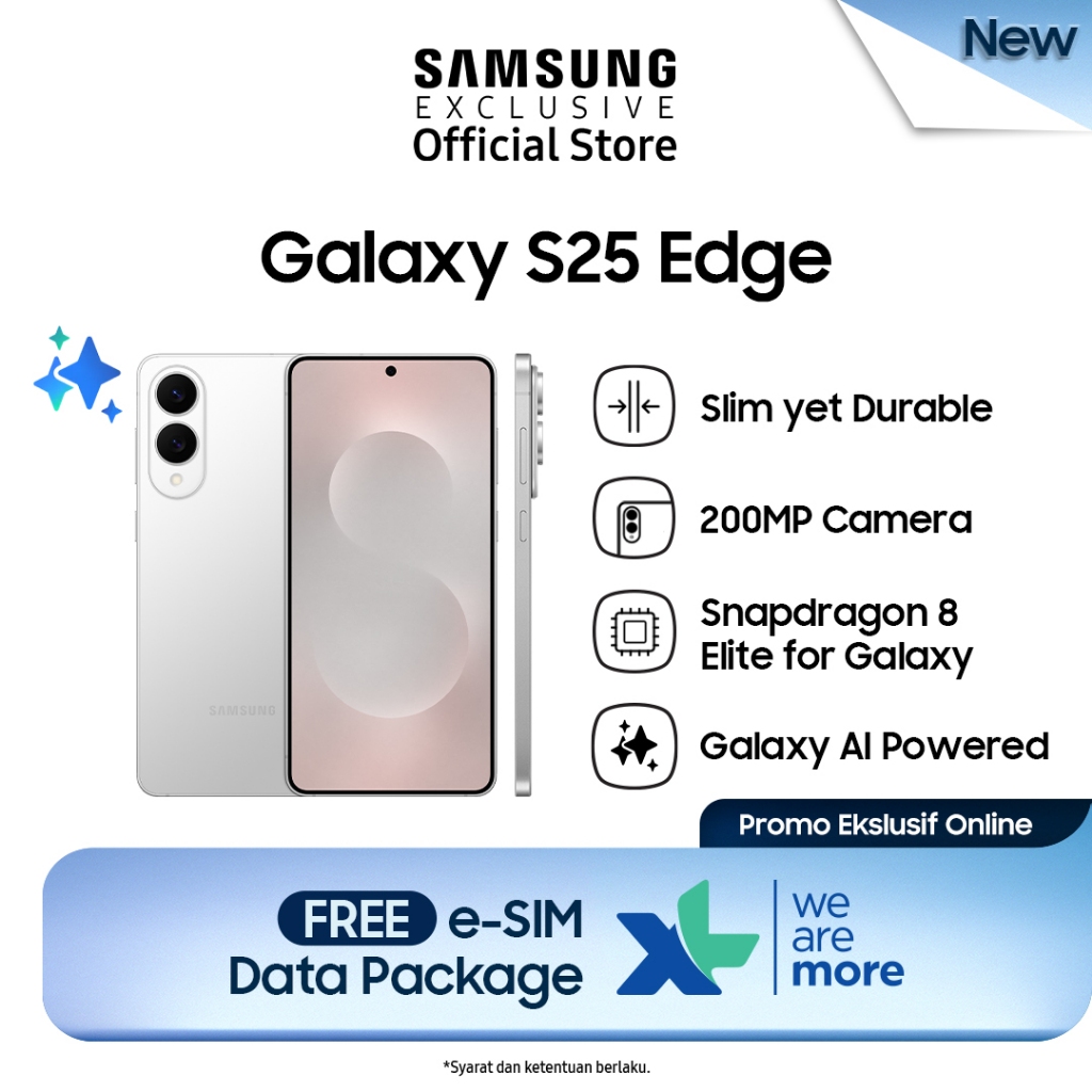 Samsung Galaxy S25 Edge 12/256GB - Titanium Silver | Smartphone AI | Kamera 200MP | Handphone Tipis 