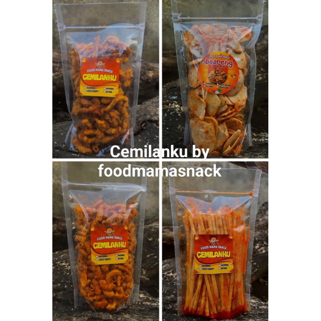 

JAJANAN VIRAL Basreng usus krispi makroni biting viral kemasan pouch 150gr