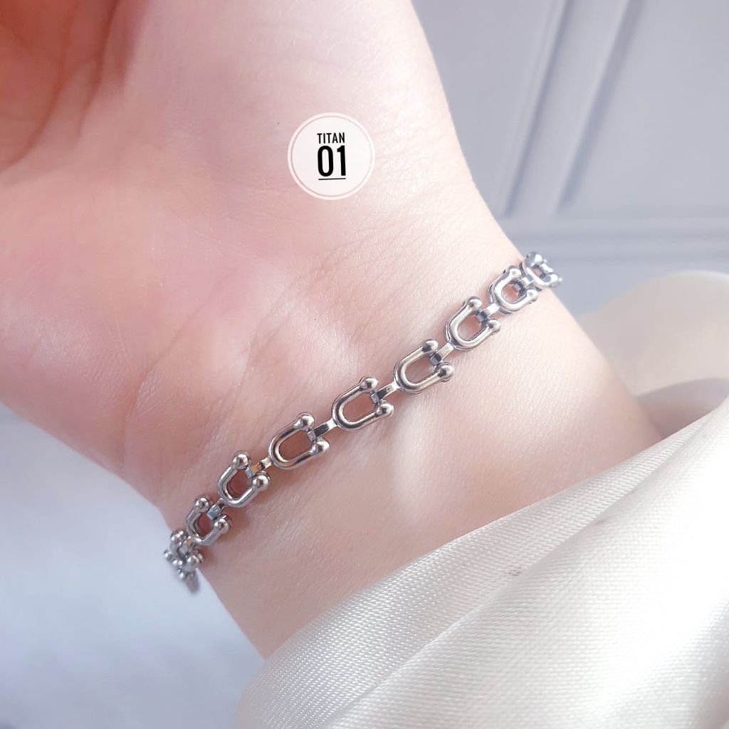 titanium gelang rantai putih simple