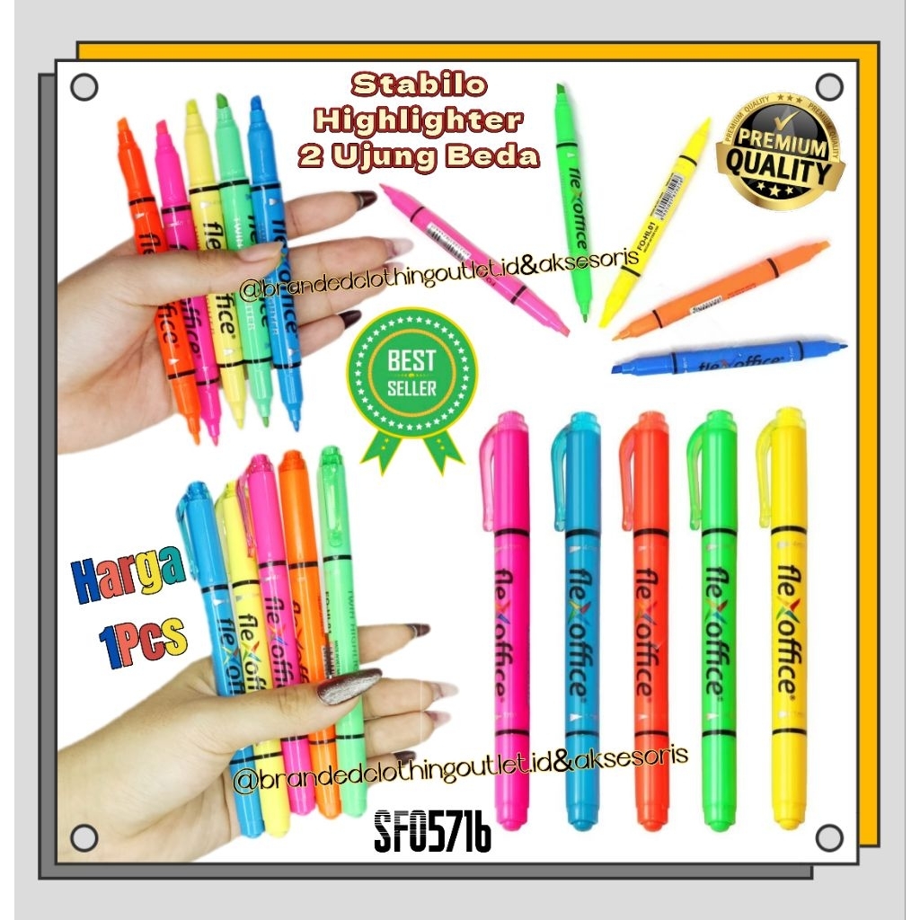 

(1PCS) STABILO HIGHLIGHTER FLEXIOFFICE FO HL01 / STABILO FLEXOFFICE 2 MATA BEDA / STABILO PENANDA WARNA TULISAN / TWINKLE CAP HIGHLIGHTER / SFO5716