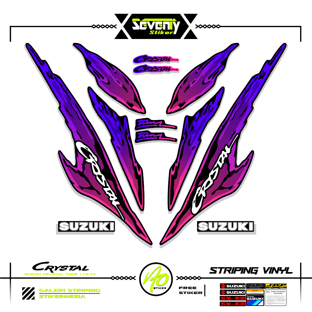 STRIPING SUZUKI CRYSTAL TUNE MOTIF X43 STICKER CRYSTAL TUNE CUSTOM STIKER LIS BODY MOTOR CRYSTAL ORI
