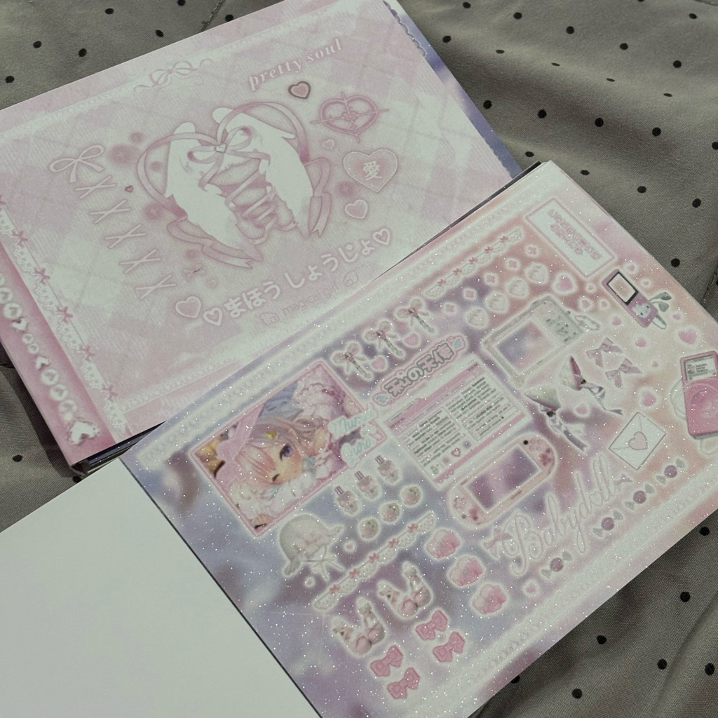 

Coquette Girly Pink Sticker Sheet - Stiker Kawaii Japanese Deco Journaling Cutesy