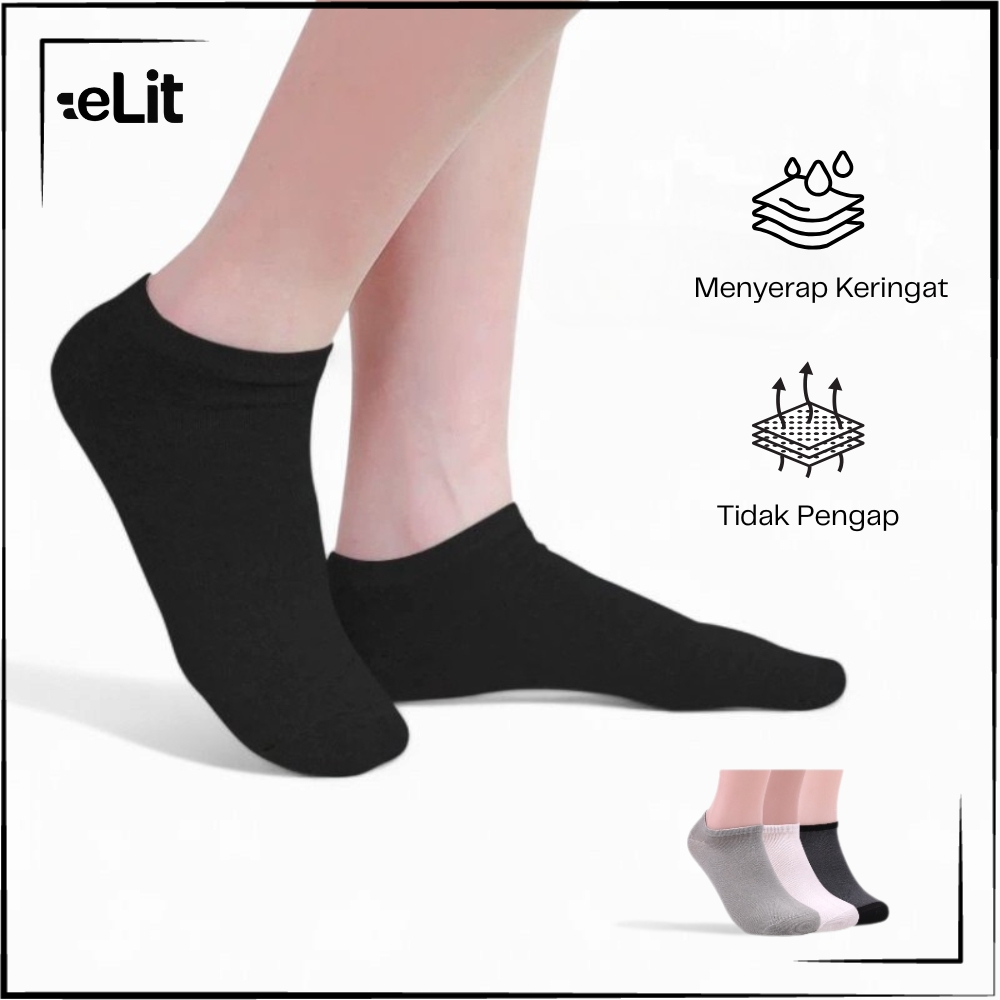 Kaos Kaki Katun Pendek Pria Wanita Engkel Polos Kerja Sekolah