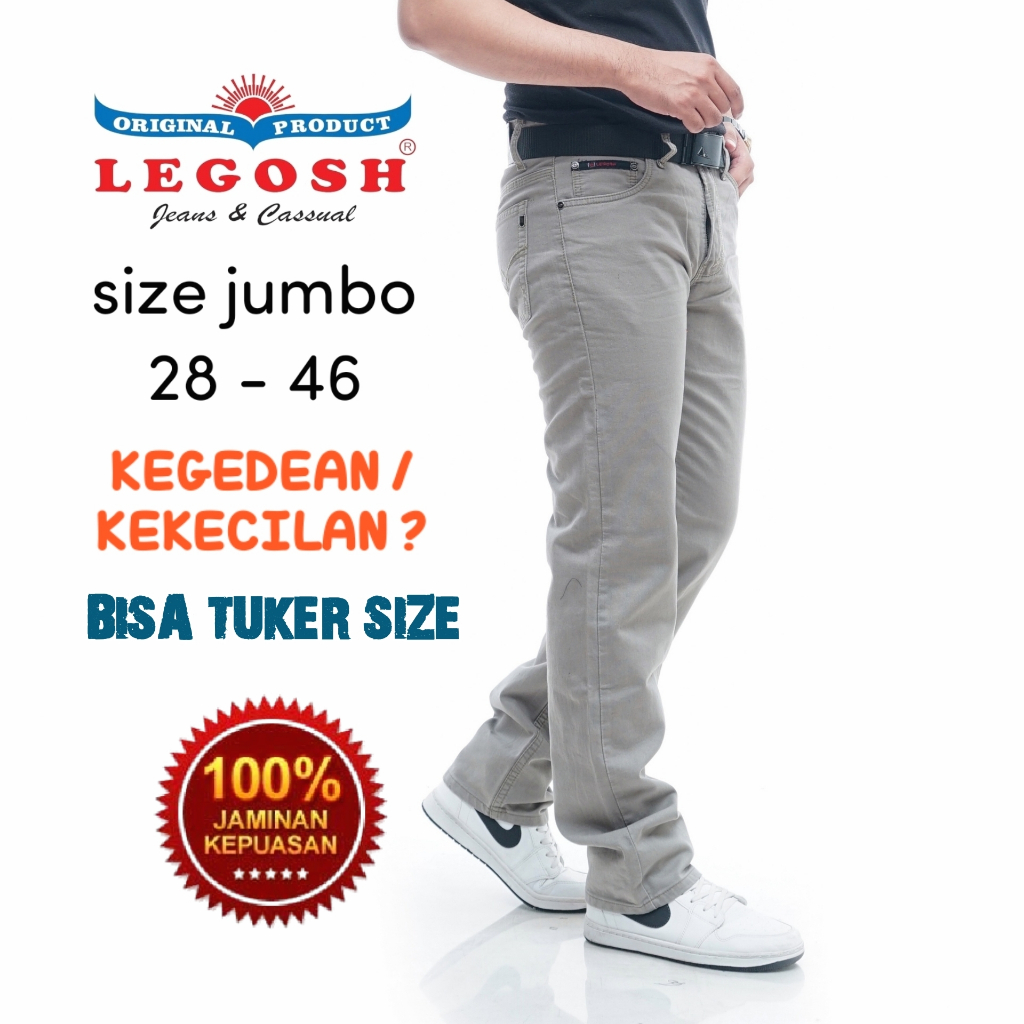 Celana Panjang Pria Kanvas Original Legosh Jeans Bahan Premium Ready Size Jumbo