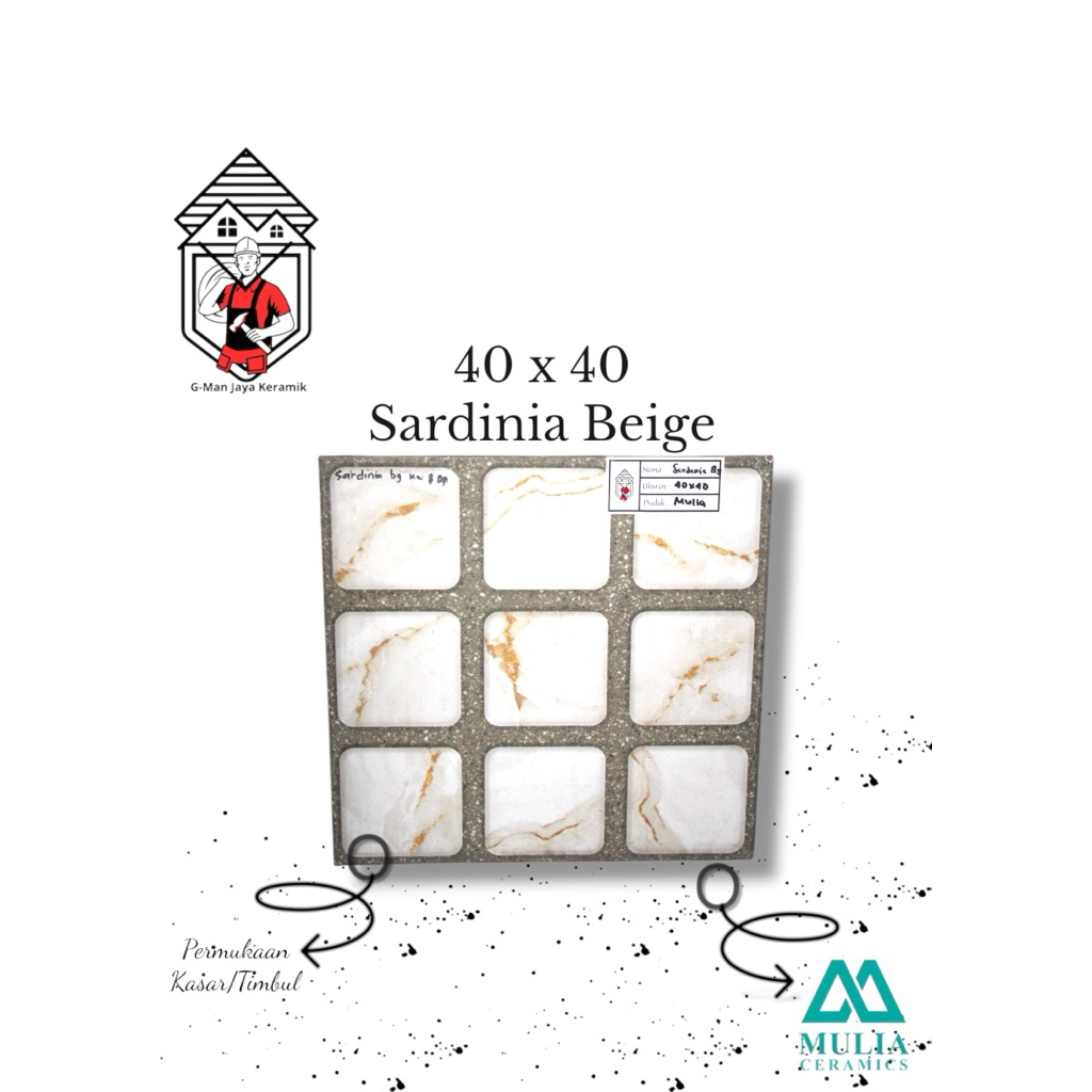 Keramik Lantai 40x40 Sardinia Gris Keramik Mulia Ceramic Kasar Grade A Isi 6pcs
