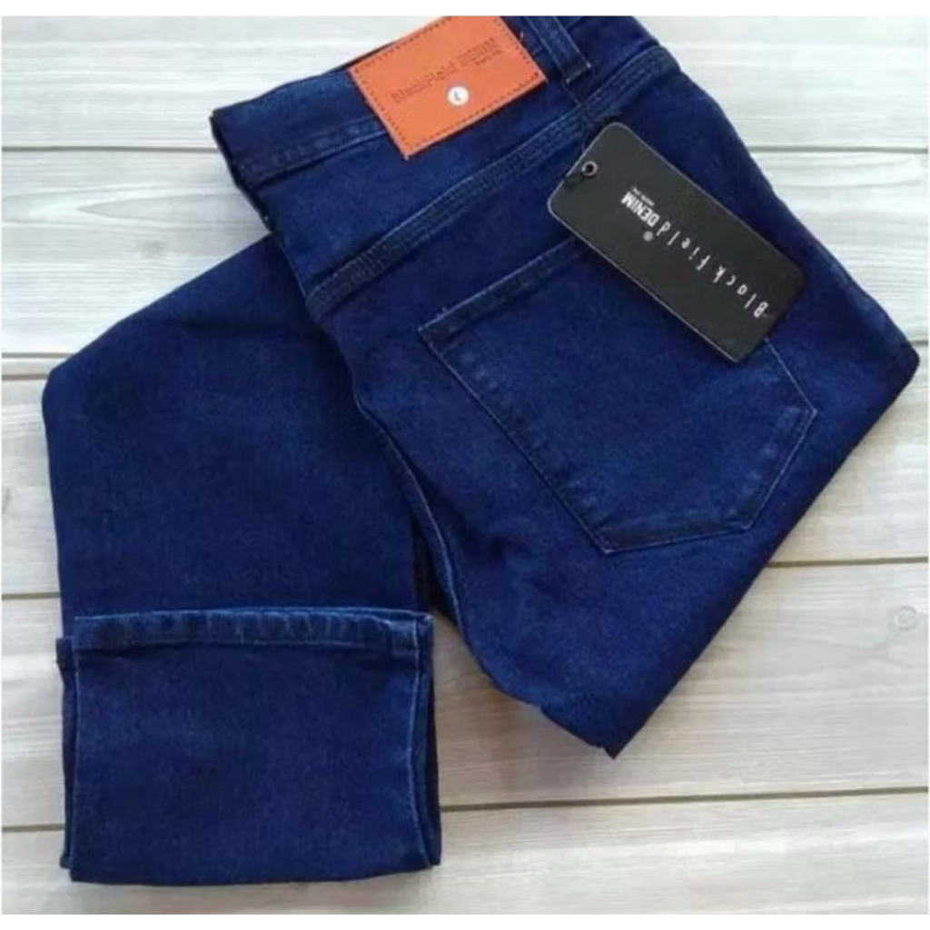 

technandaa - celana jeans hitam panjang pria slimfit sekolah & kantor