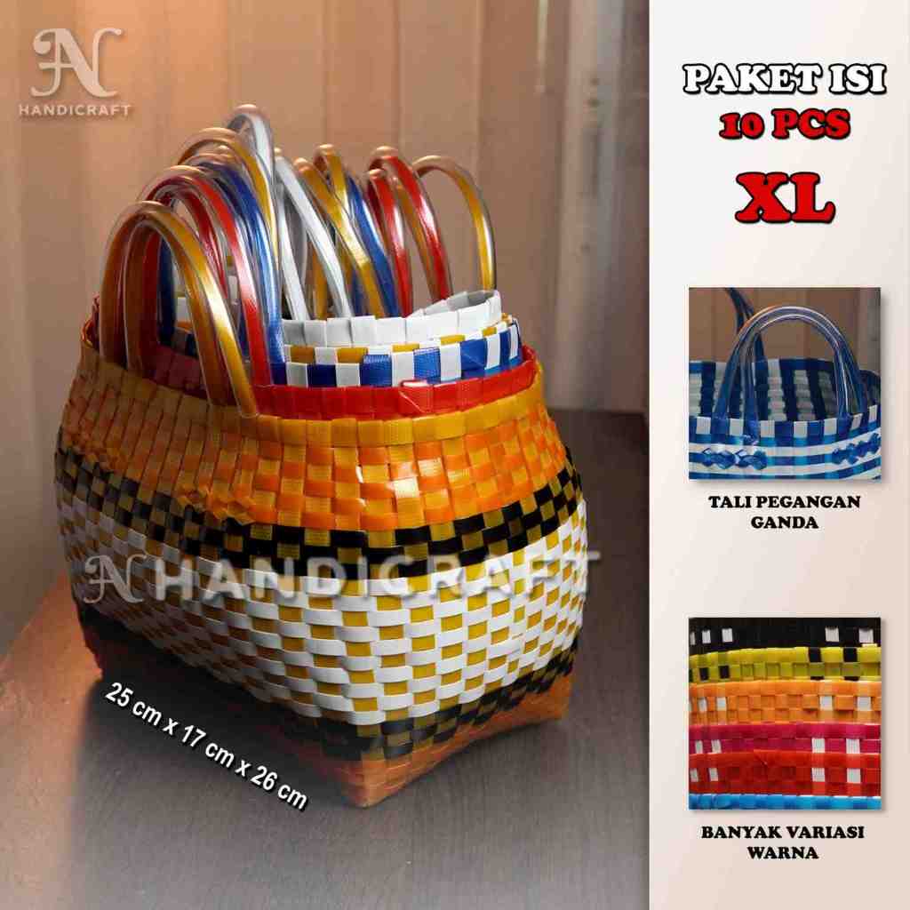 

PAKET 10 PCS TAS ANYAMAN XL GLOSSY||Tas hajatan murah,Tas belanja,tas serbaguna
