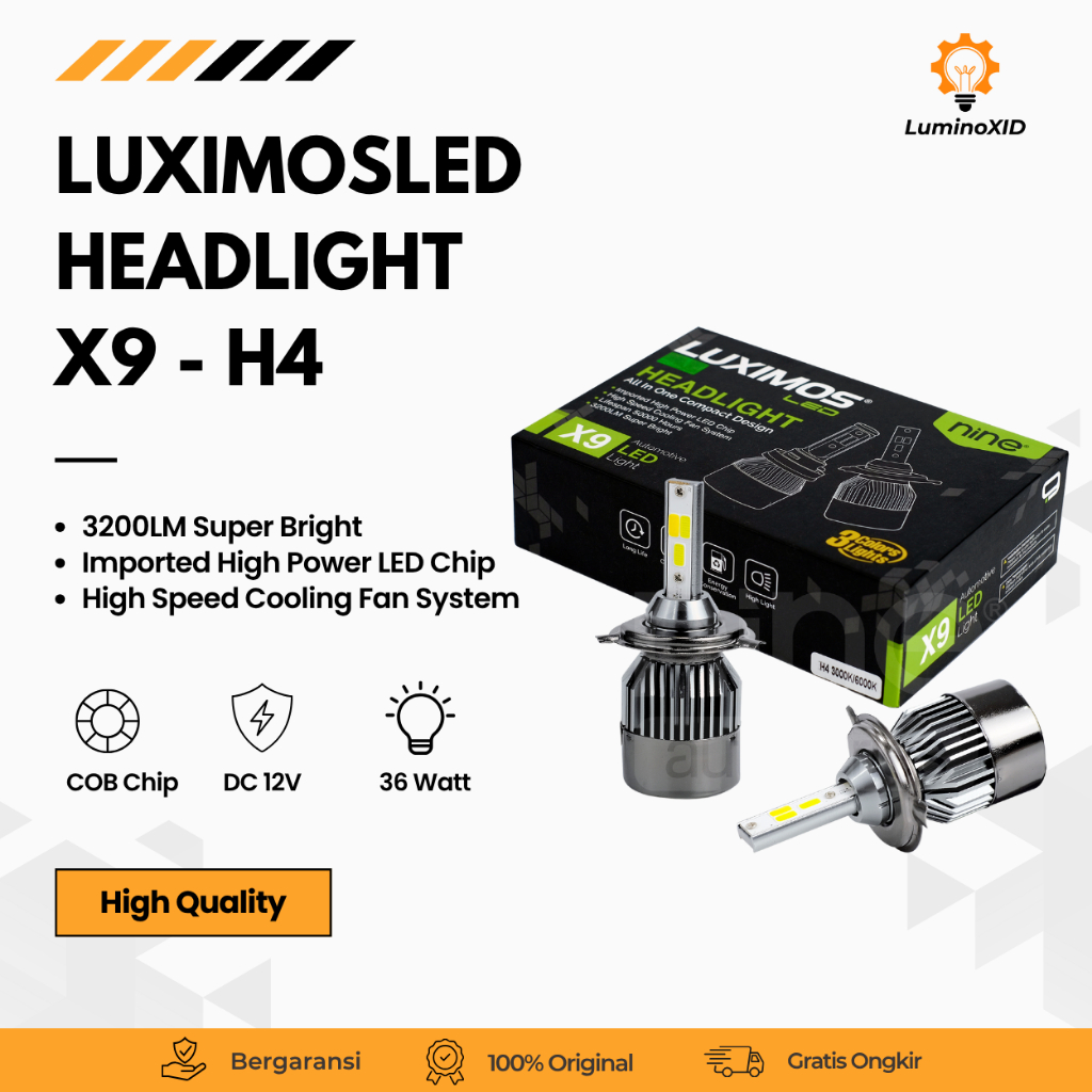 Lampu Depan Mobil H4 72W 3 Warna Putih Kuning Warm White Kipas NINE AGYA CALYA HRV CRV X9 - LUXIMOS