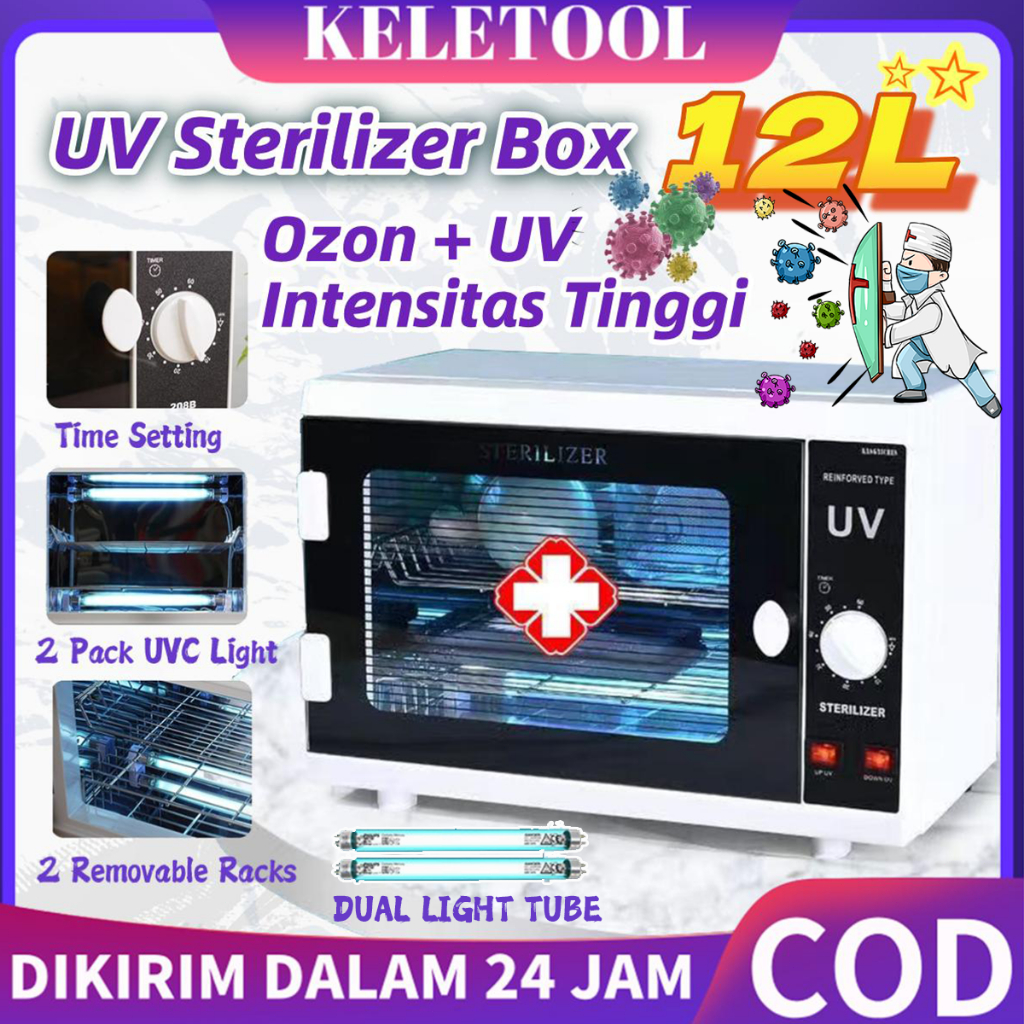 12L UV Sterilizer Box UV Disinfection Cabinet  UV Ozon Kill Bakteri Covid  Lemari Antiseptik Sterili
