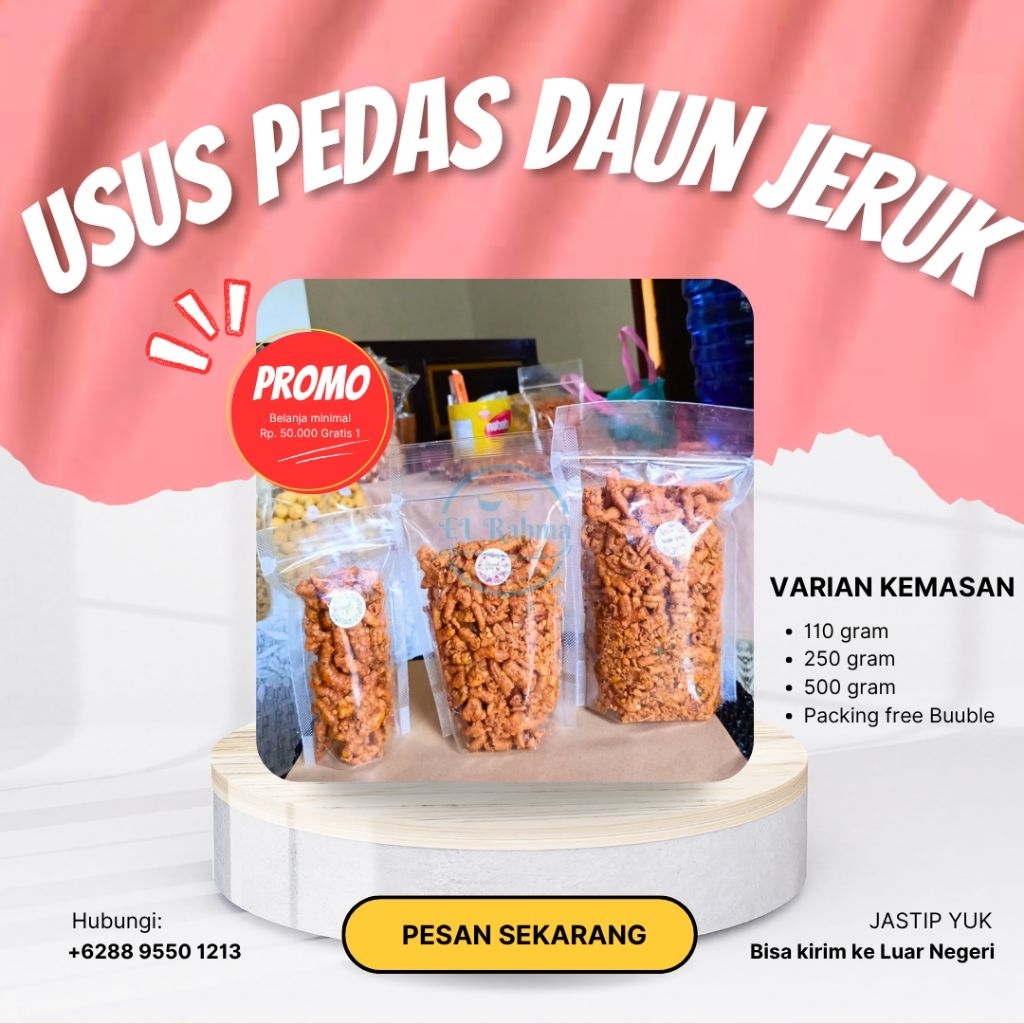 

KERIPIK USUS PEDAS DAUN JERUK KEMASAN 500gr 250gr 110gr BANYAK VARIAN KEMASAN