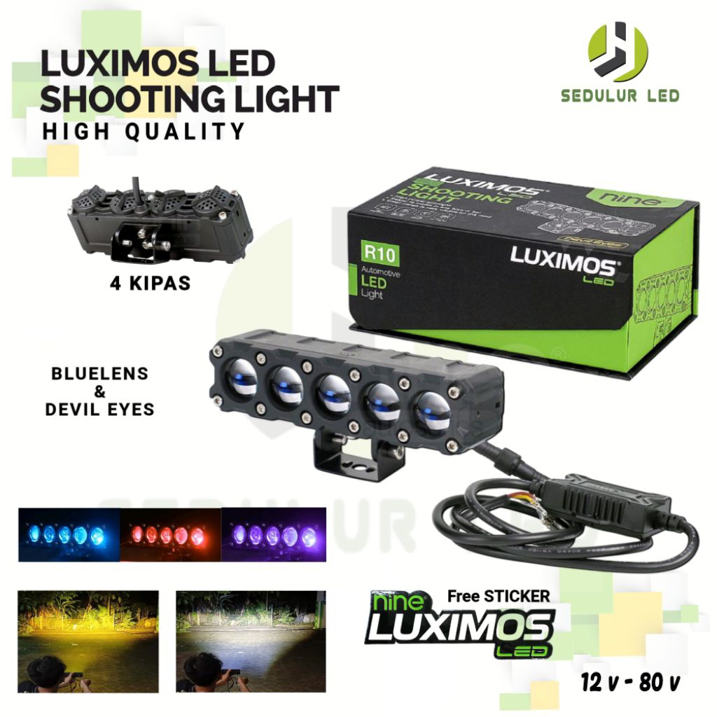 LAMPU TEMBAK LASER 4 MATA 5 MATA 55W LASER MOBIL MOTOR SHOOTING LIGHT LUXIMOS LED Q10 DAN R10