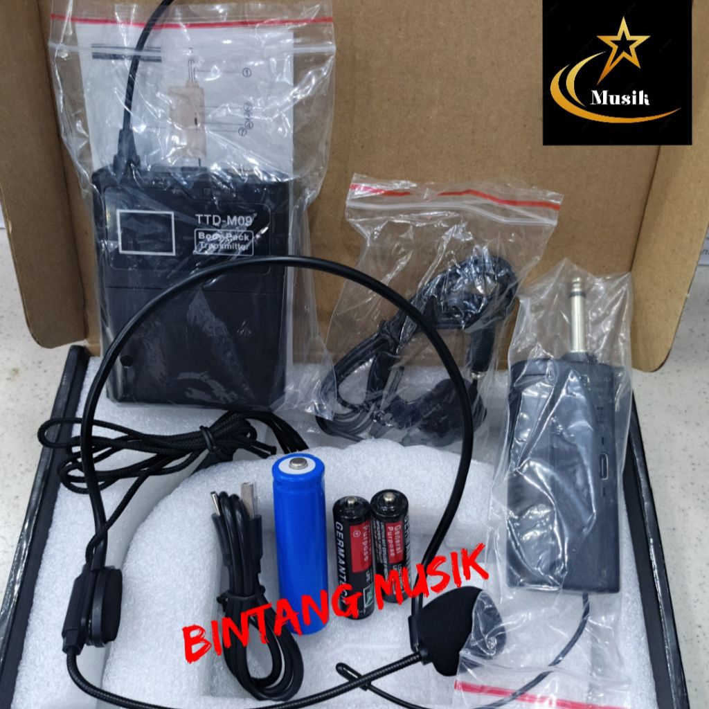 Mic Wireless / Mic Bandol + Clip On UHF Wireless Microphone Mic Jepit