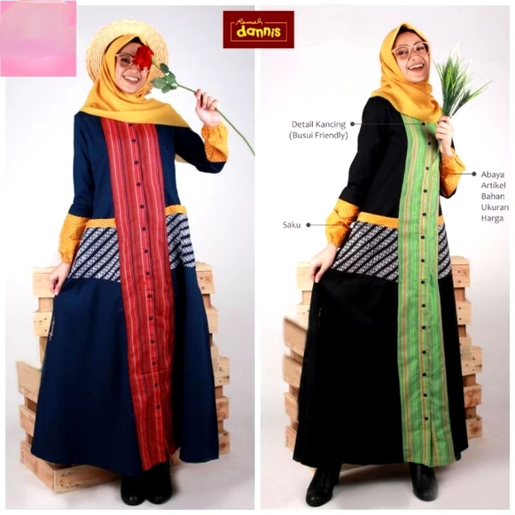 Sale Abaya Dannis A200216 Baju Muslim Wanita Remaja dan Dewasa Bahan Katun Premium
