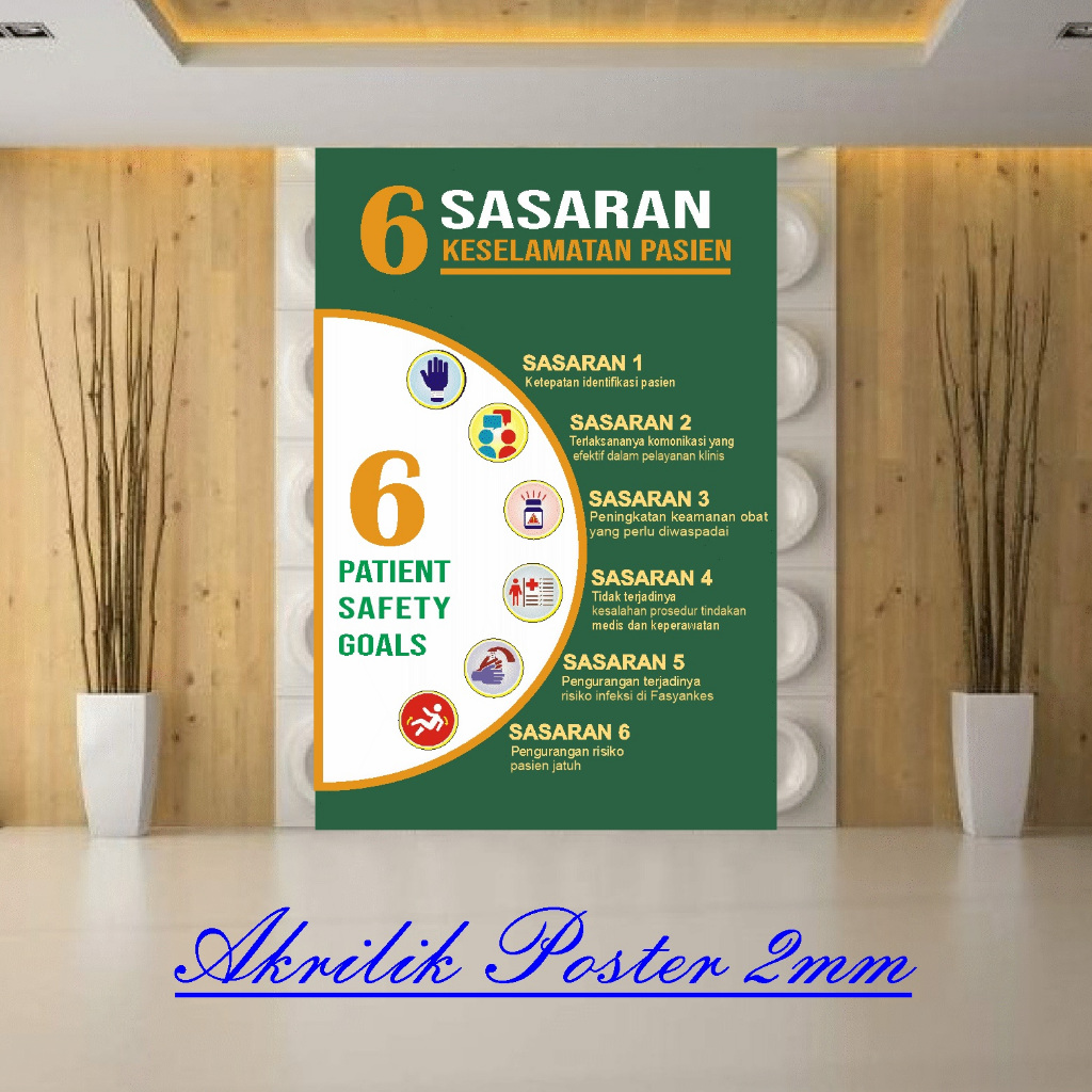 Poster Akrilik 6 SASARAN Keselamatan Pasien | Poster Akrilik UGD | Poster Akrilik 6 SASARAN Keselama
