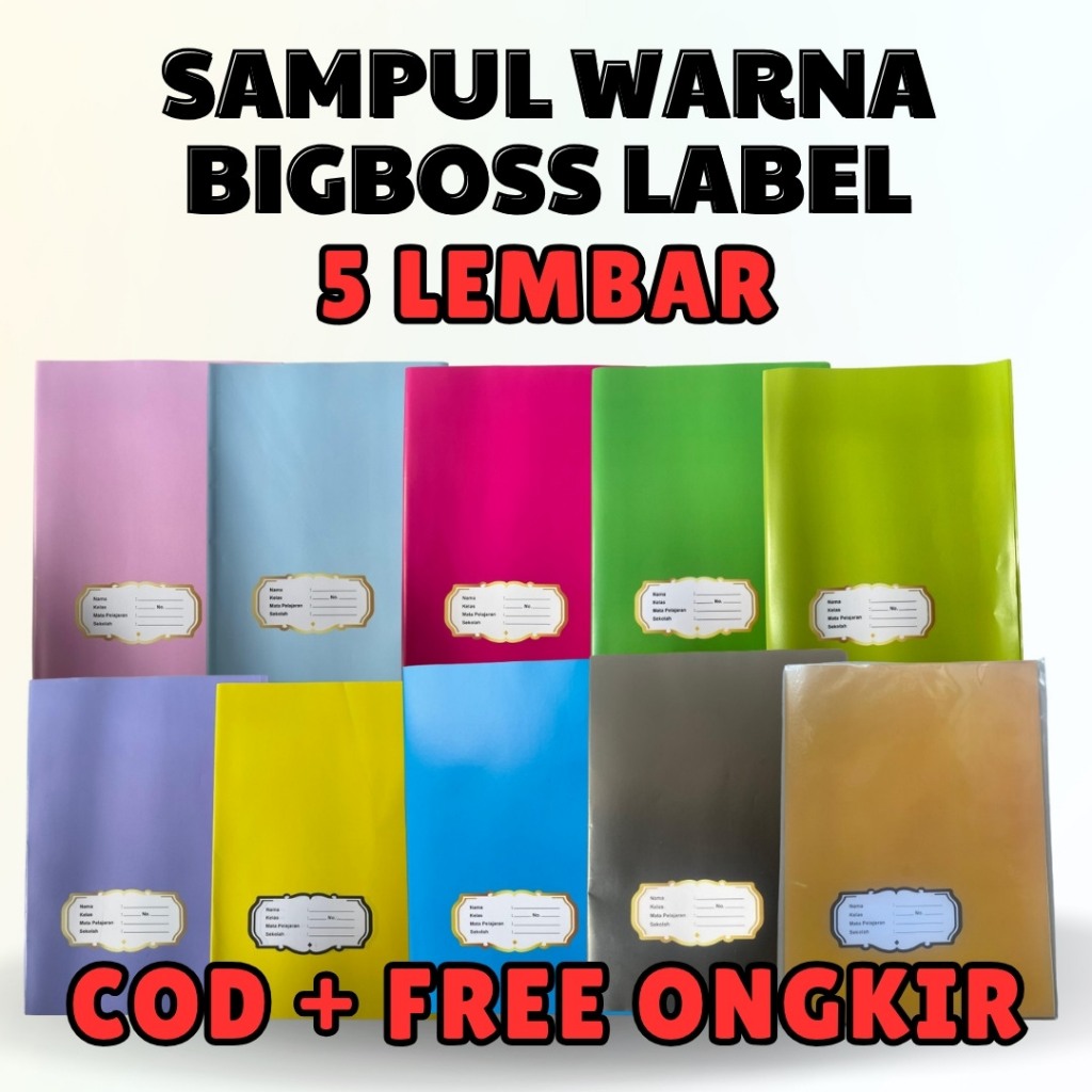 

5 Lembar Sampul BigBoss Boxy Label Berwarna Warni – Sampul Nama Sekolah Aesthetic, Ukuran BigBoss, Cocok untuk Buku Tulis & Binder, Praktis & Stylish