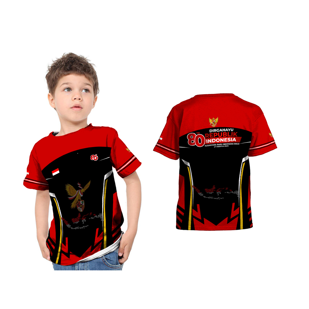 Baju Agustus / Kaos Jersey 17 Agustus 2025 Dirgahayu HUT RI 80 / Baju 17 Agustus Anak / Baju Couple 