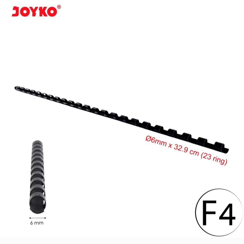 

Joyko RPC-23-6 Ring Plastik Comb Folio Uk.6mm Round / Spiral Jilid F4 / Ring Jilid F4 Uk.6mm