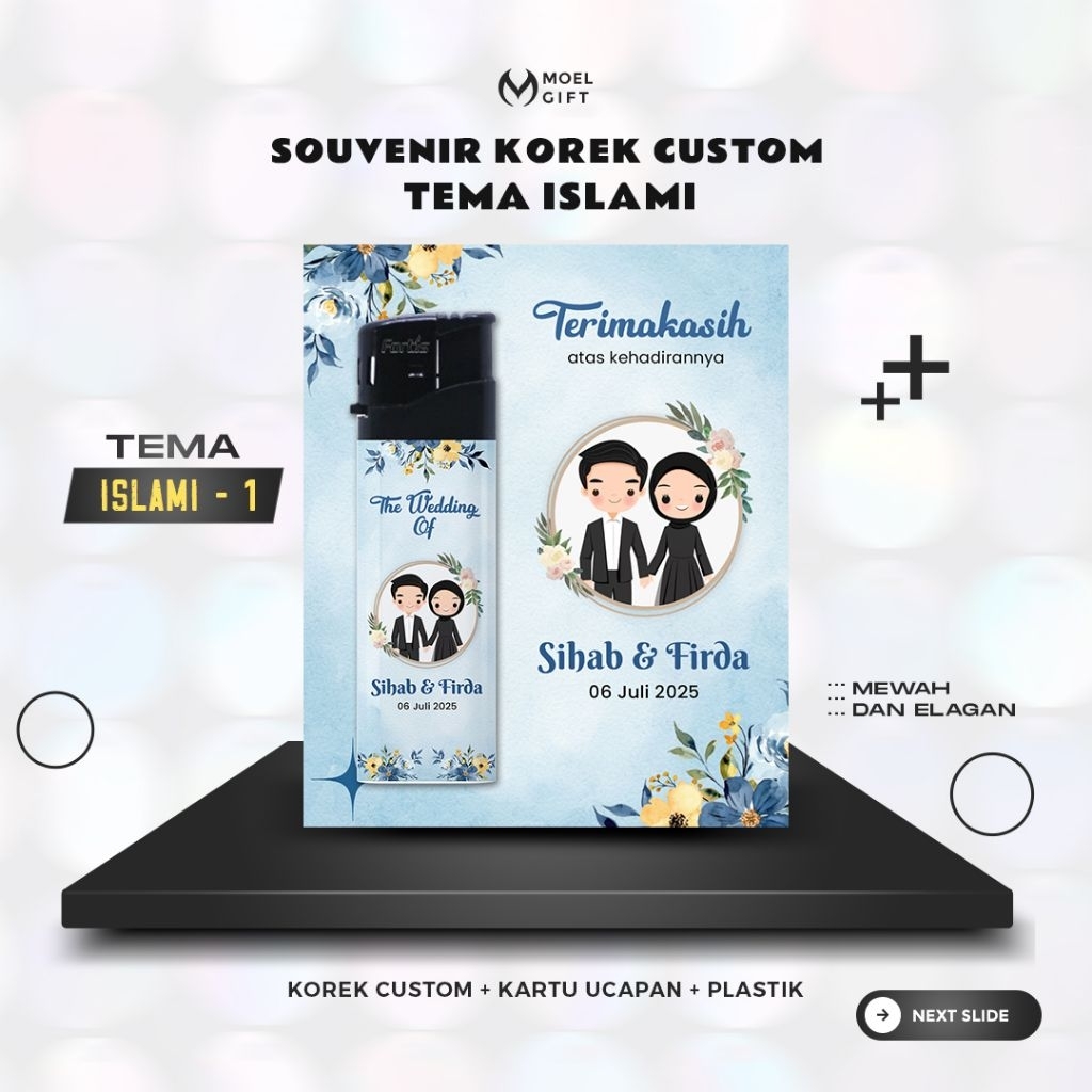 Souvenir Pernikahan Korek Custom Tema Islami