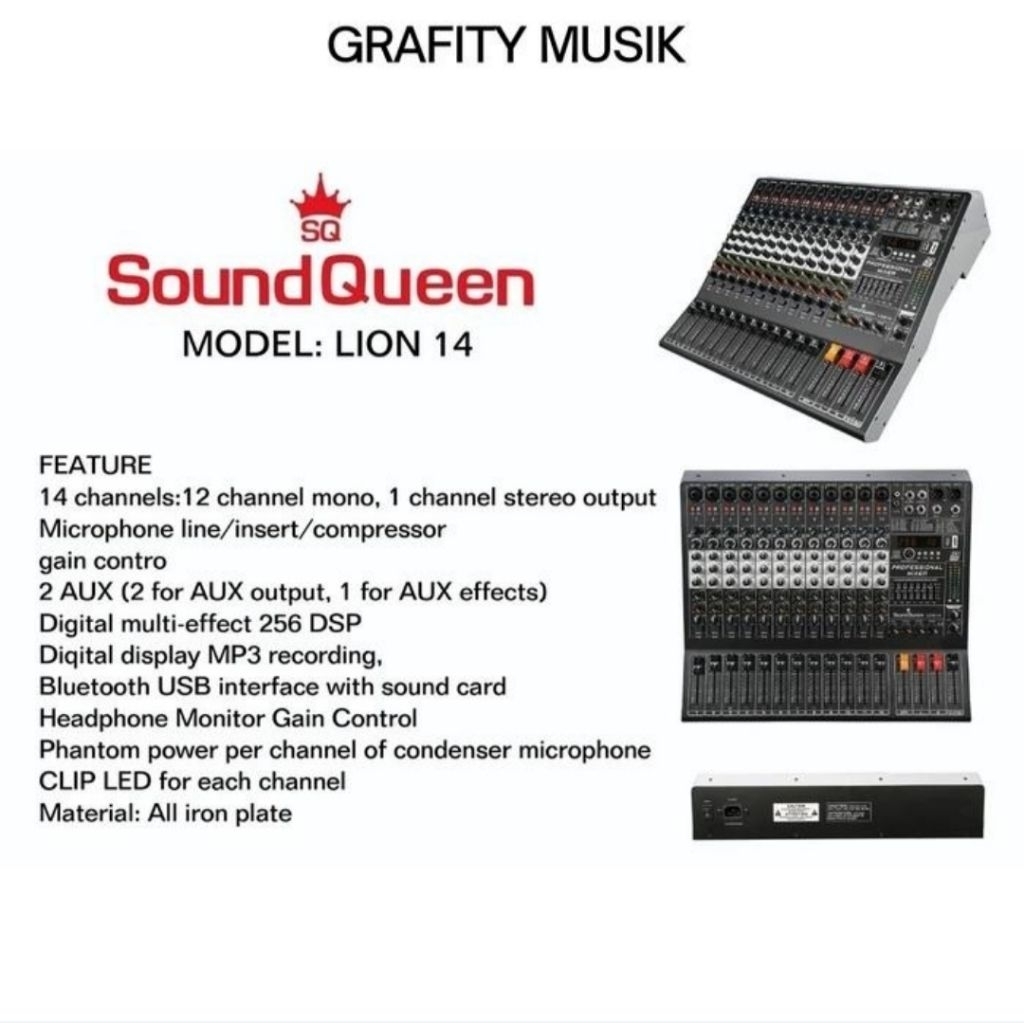 Mixer Audio SoundQueen LION 14 Mixer Sound Queen Lion14 14 Channel Original