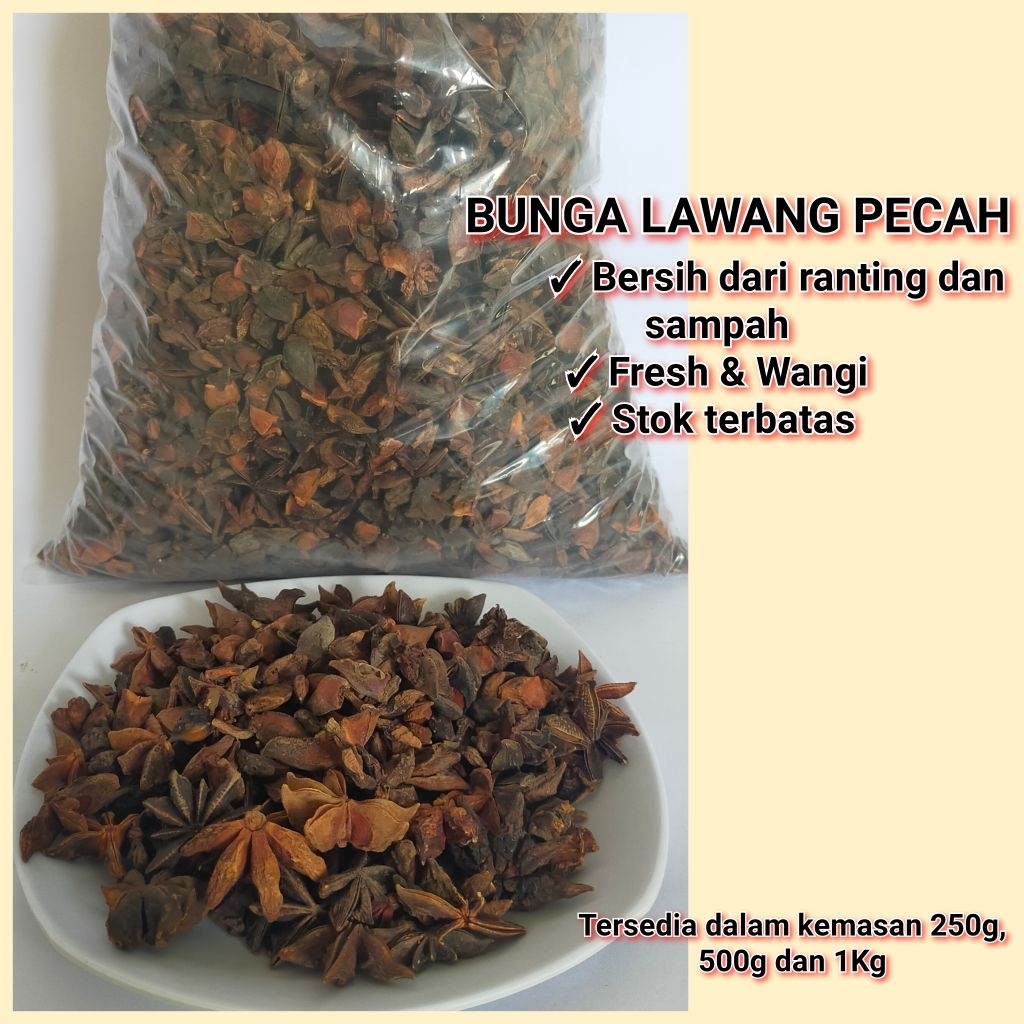 

Bunga Lawang Pecah Remuk 250g 500g 1Kg Bekas Sortiran Cocok Untuk Tukang Bumbu