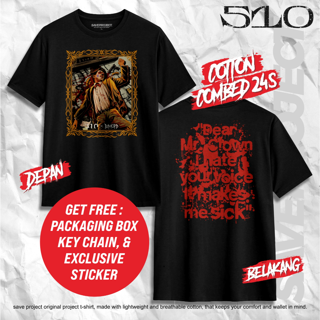 SAVE. Project | Kaos Band 510 "DEAD CLOWN V2" | T-Shirt 510 Band | Kaos Metal | Kaos Distro Band