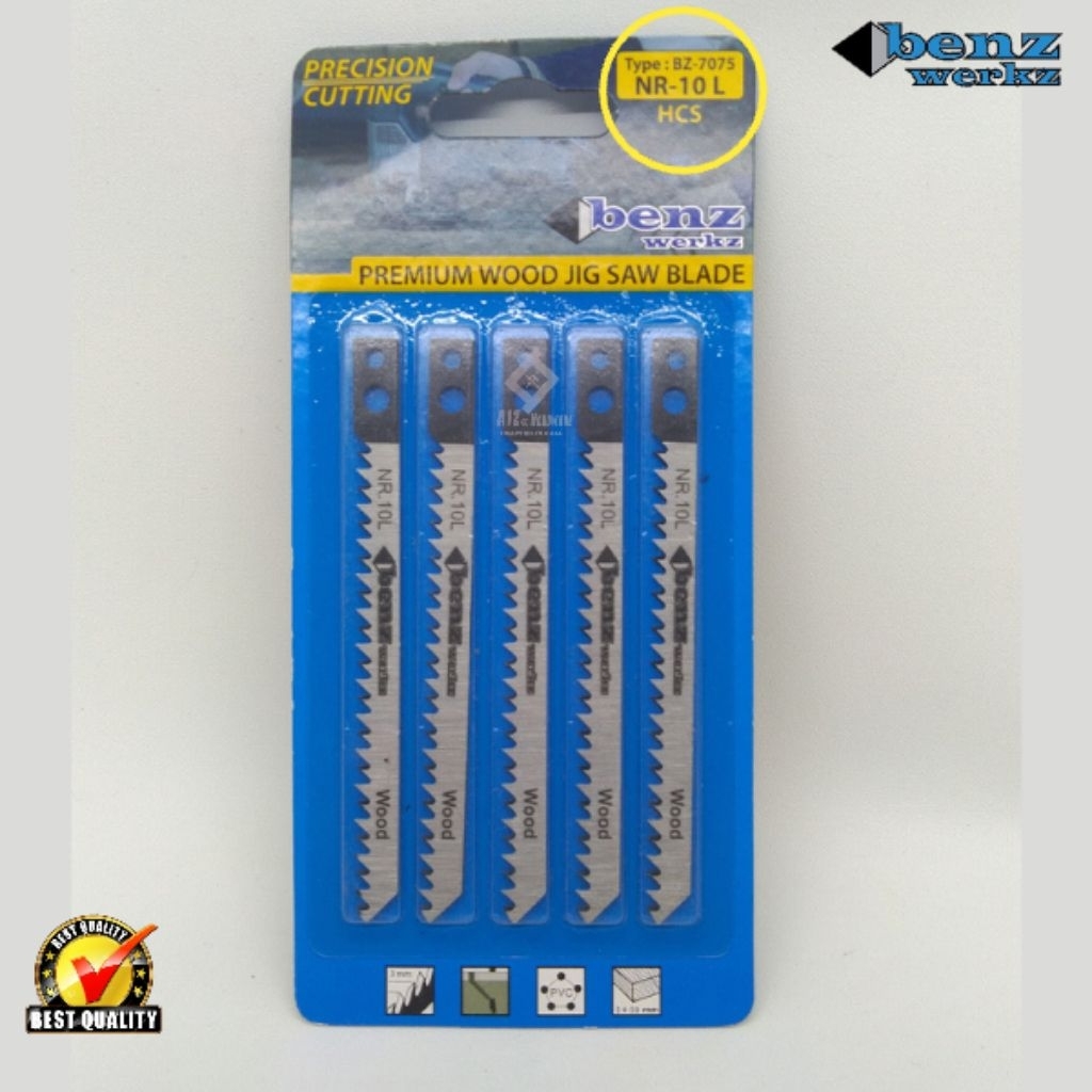 BENZ Mata Gergaji Jig Saw set 5pcs Jigsaw Blade kayu No.10 Long panjang Benz Werkz NR-10L BZ-7075