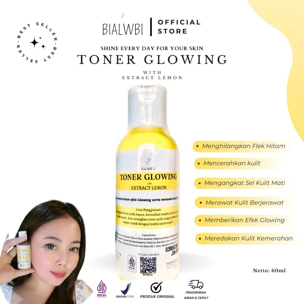 TONER GLOWING BUALWBI, TONER EXTRA LEMON BPOM