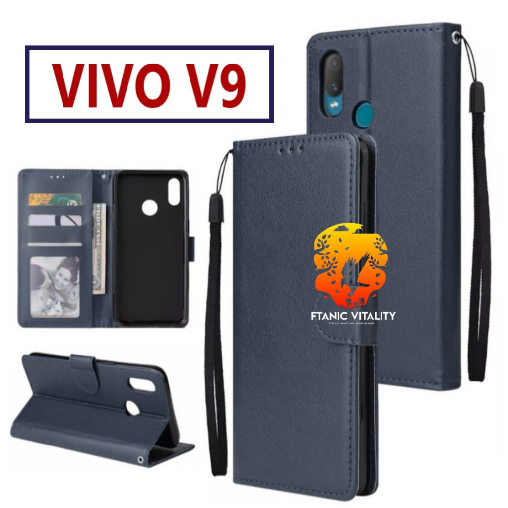 FLIP LEATHER CASING VIVO V9 CASE KULIT FLIP WALLET LEATHER DOMPET KULIT PREMIUM SARUNG BUKA TUTUP KE
