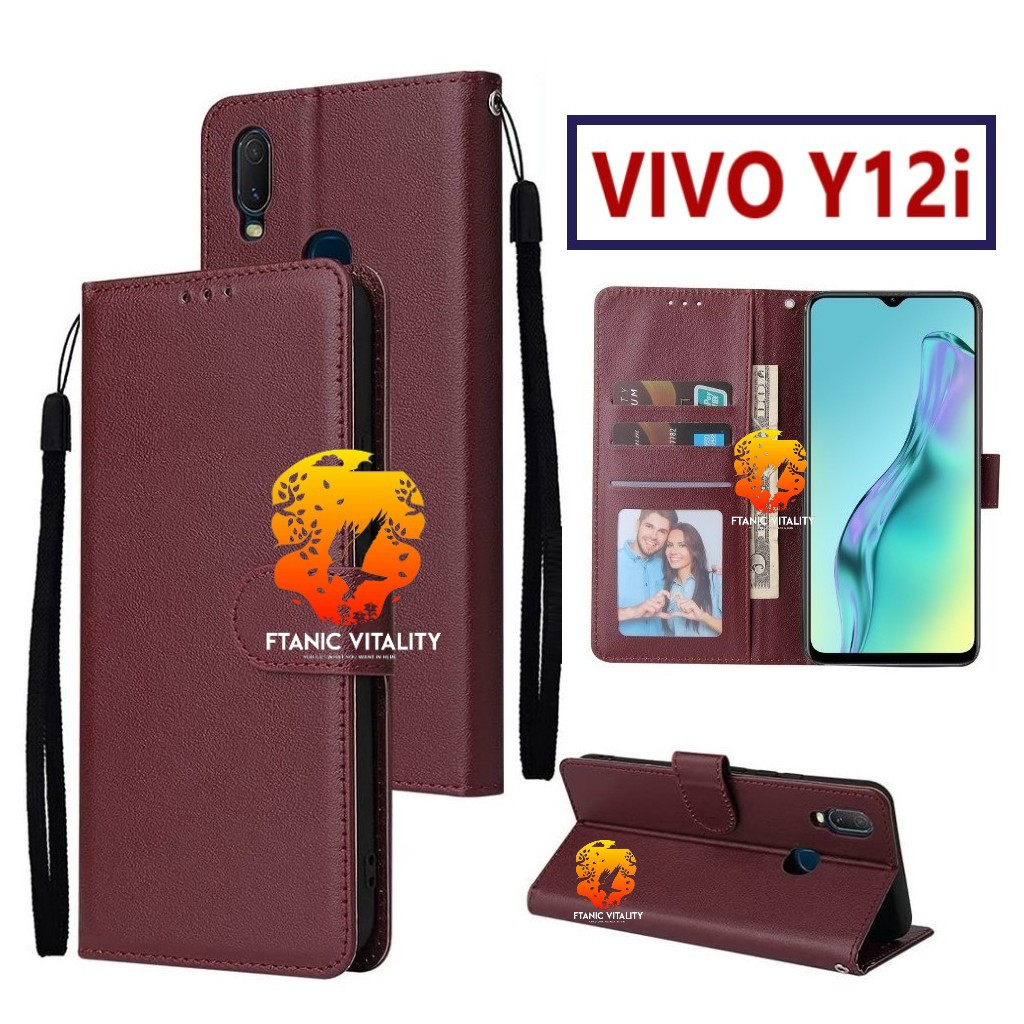 FLIP LEATHER CASING VIVO Y12i CASE KULIT FLIP WALLET LEATHER DOMPET KULIT PREMIUM SARUNG BUKA TUTUP 
