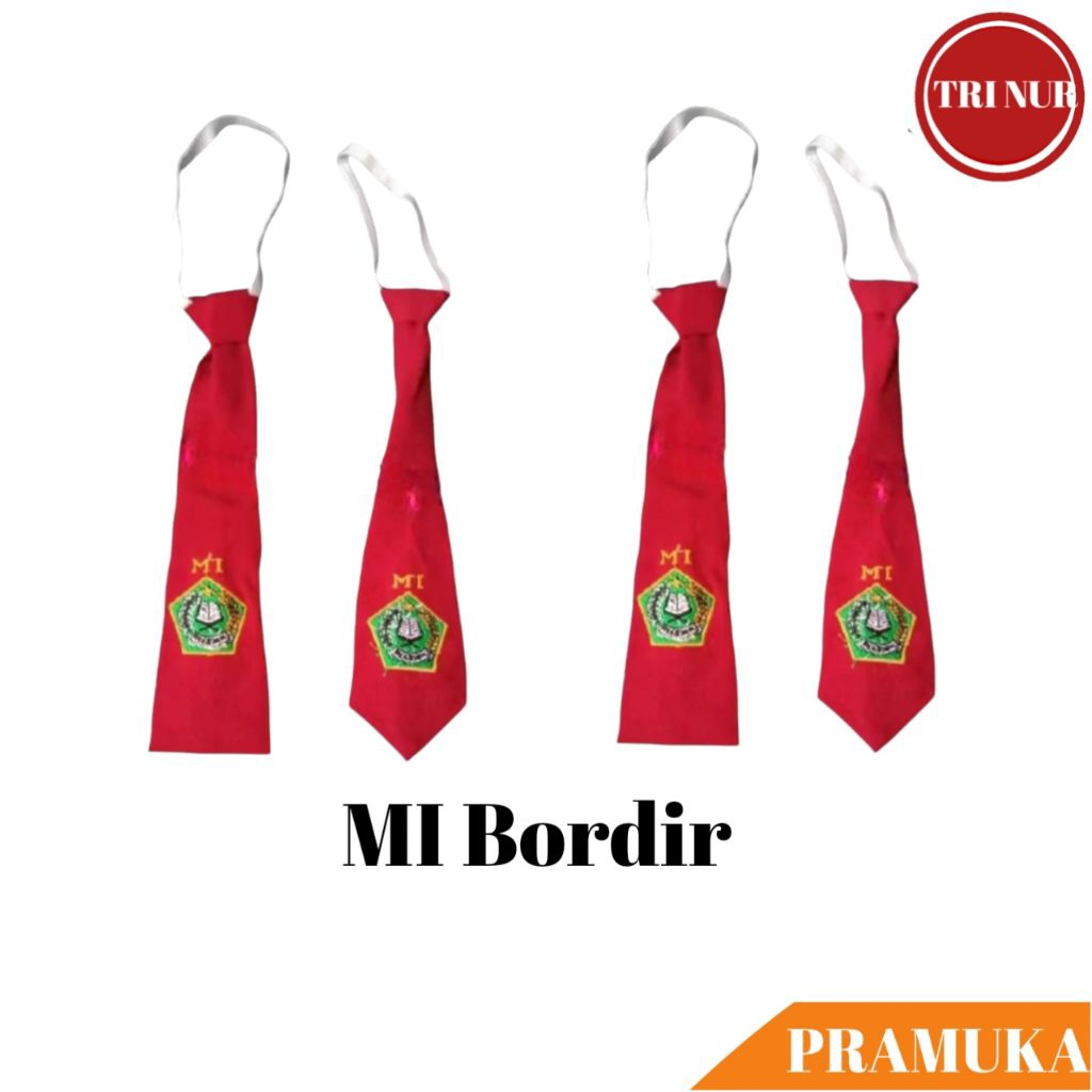 Dasi MI Bordir Pendek Karet Putra & Putri Instan / Dasi MI Bordir