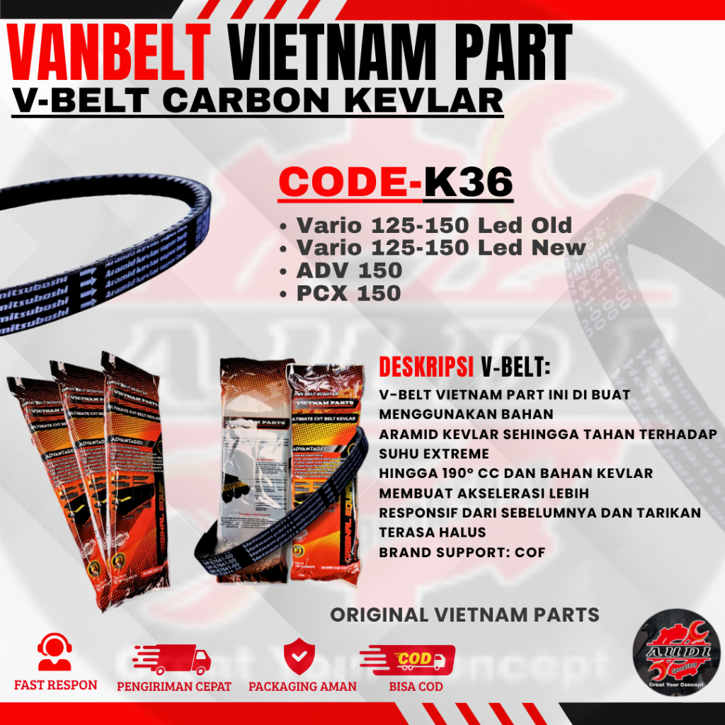 Vanbelt Carbon Kevlar Vario 125 Led Old Vario 150 Old/New V-belt Adv 150 Pcx 150 Vanbelt VietnamPart