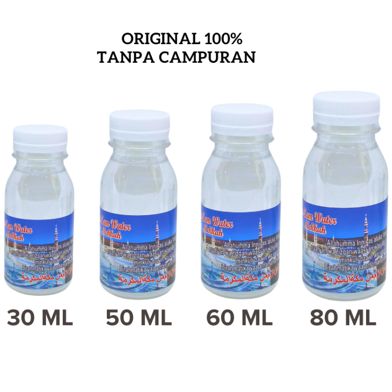 

Promo Paket (100pcs) Air Zam Zam Asli Kemasan 30ml, 50ml, 60ml, 80ml // Air Zam Zam Asli Murni