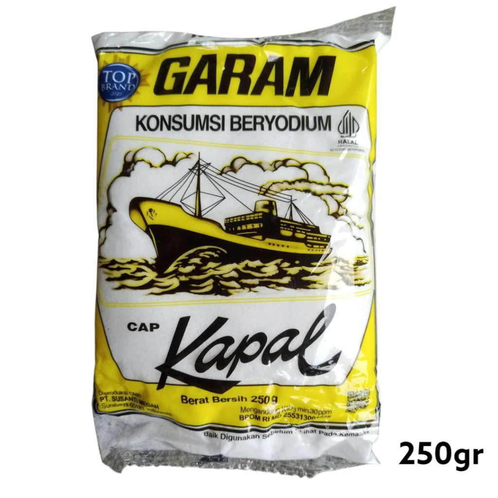 

Garam Dapur Beryodium Murni Cap Kapal 250g / Kapalina 250gr | Garam Meja