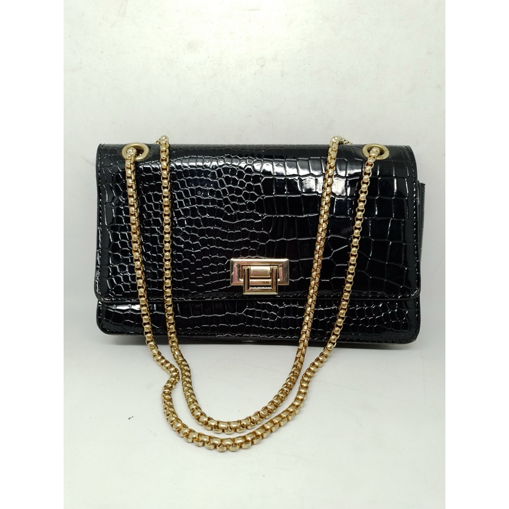 OBRAL CUCI GUDANG Tas Wanita Selempang Croco Chain Sling Bag Rantai